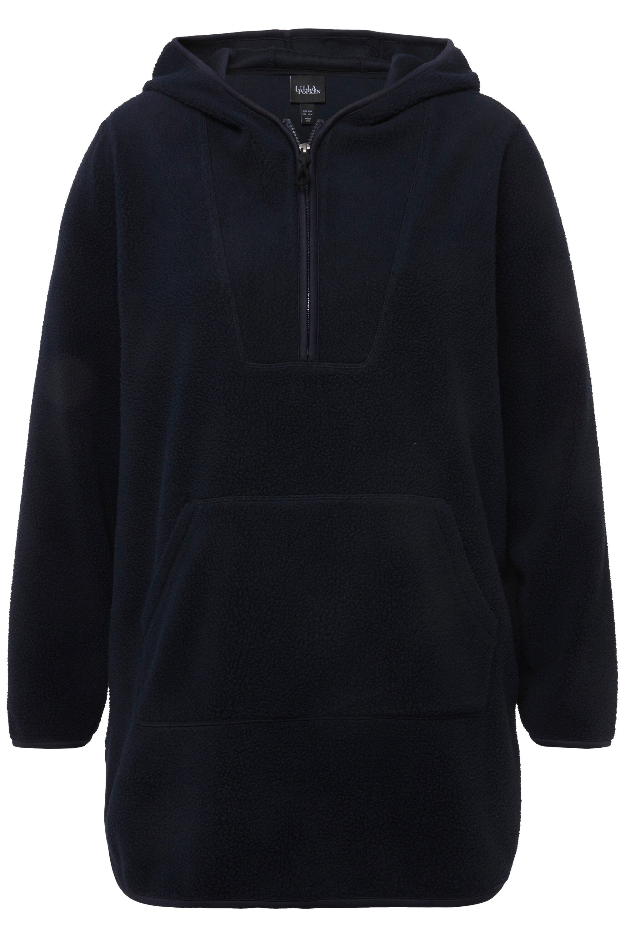 Ulla Popken Sweatshirt Long-Teddy-Fleecepullover Kapuze Zipper günstig online kaufen