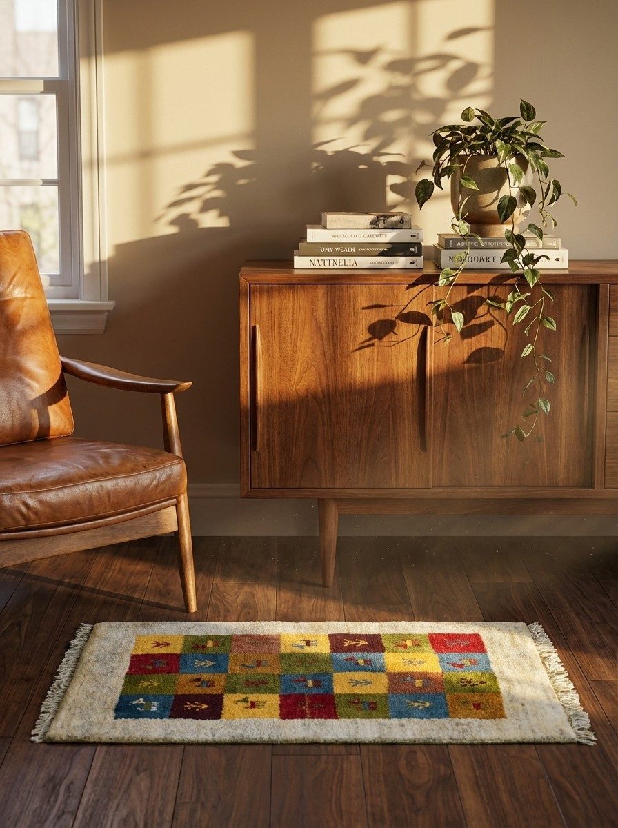 Looma Hochflor-Teppich Gabbeh Sonnat 90x61cm, rechteckig, Höhe: 15 mm, Sonnat, Schurwolle, Unikat