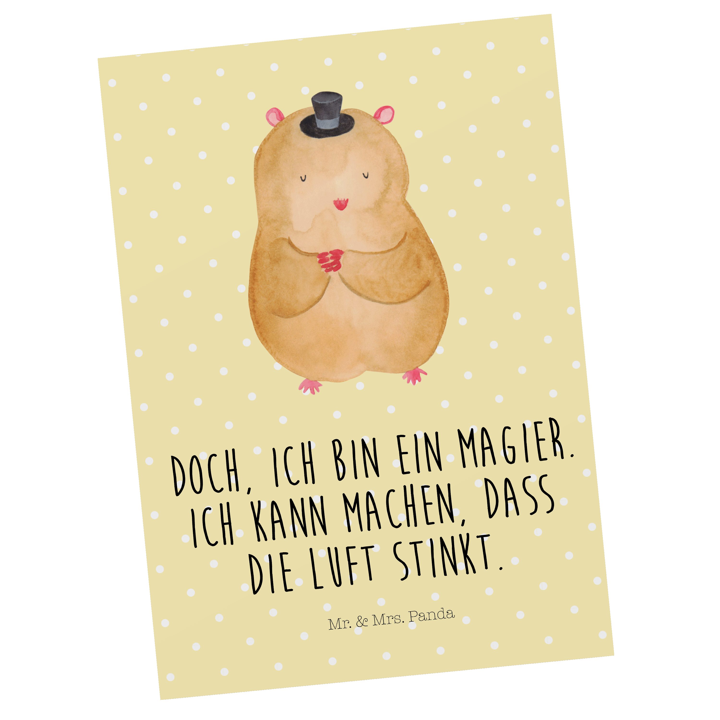 Mr. & Mrs. Panda Postkarte »Hamster mit Hut Gelb Pastell Geschenk