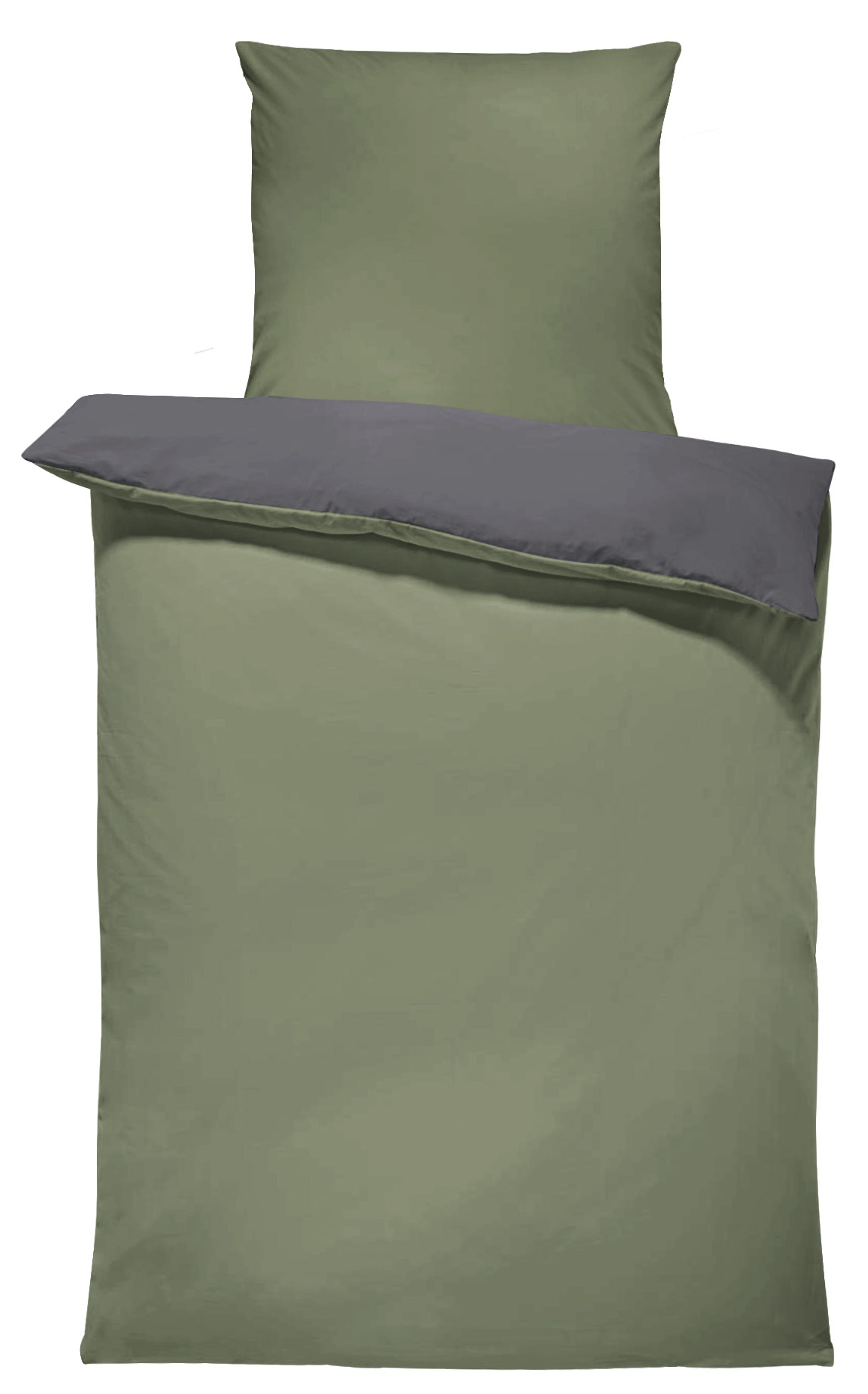 One Home Wendebettwäsche Doubleface, Mikrofaser, 4 teilig, khaki grün / ant günstig online kaufen