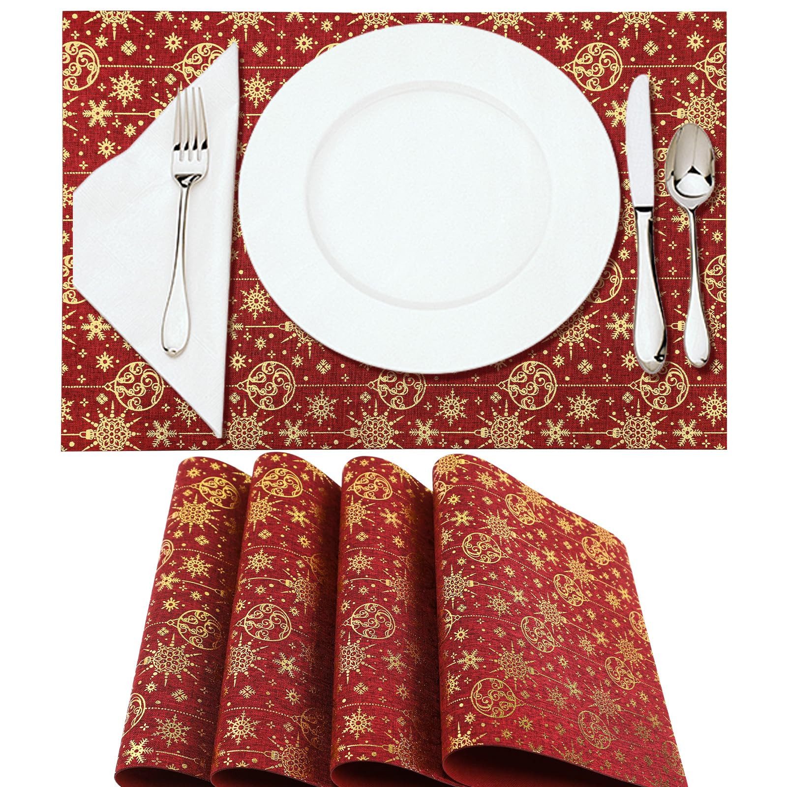 M&W DAS DESIGN Tischläufer Platzsets Tischsets Abwaschbar Zuschneidbar 30cmx45cm 4er-Set