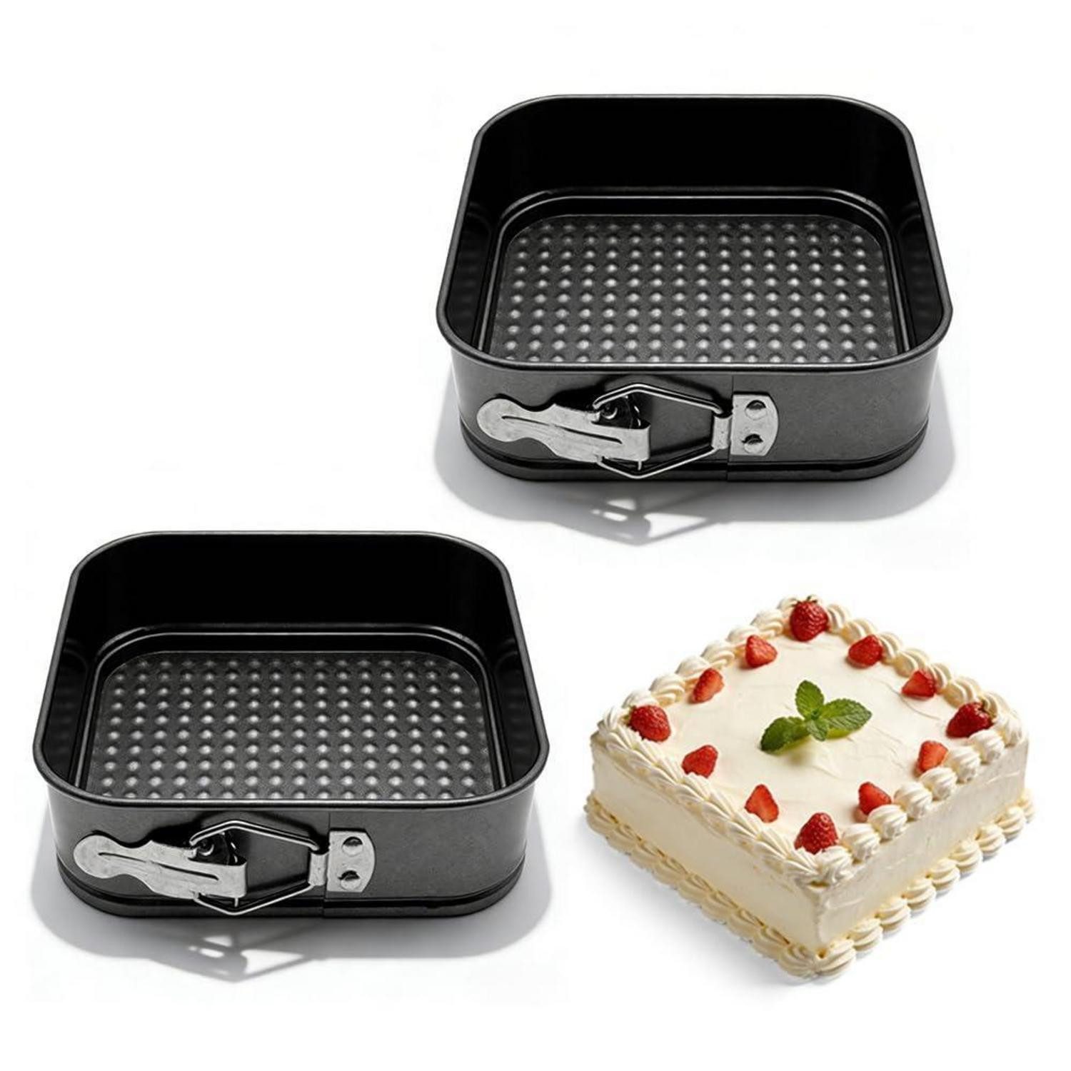 LuxusKollektion Springform 2x Springform Quadrat 15cm Schwarz, (2-tlg)