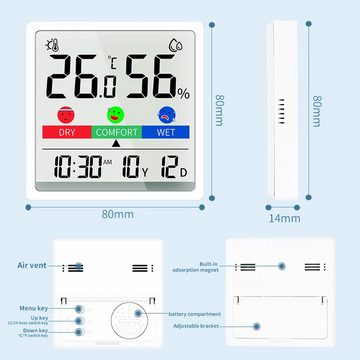 Bolwins Raumthermometer H81C Digital Date Uhr Thermometer Hygrometer LCD Display Klimaanlage