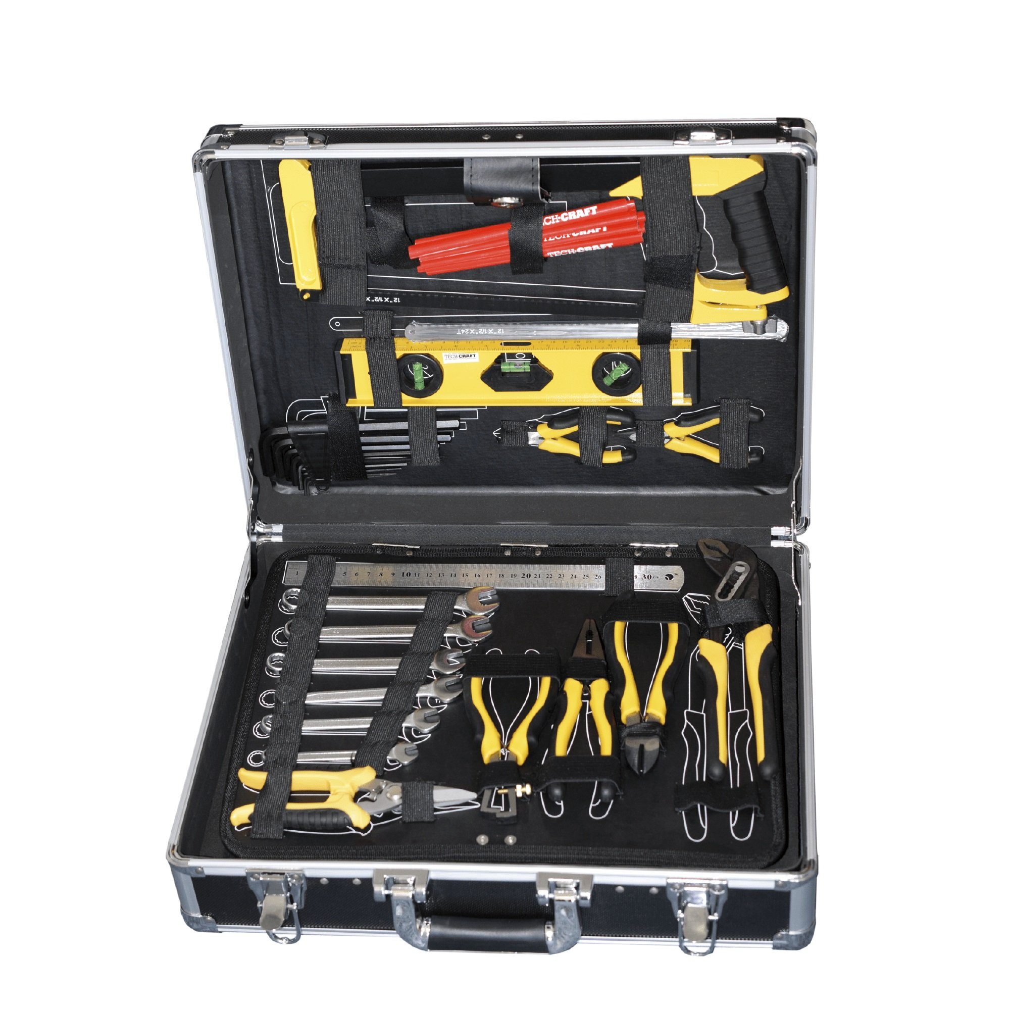TECH-CRAFT Werkzeugkoffer 130-tlg, robustes Tool-Set (130 Teile), im Aluminiumkoffer