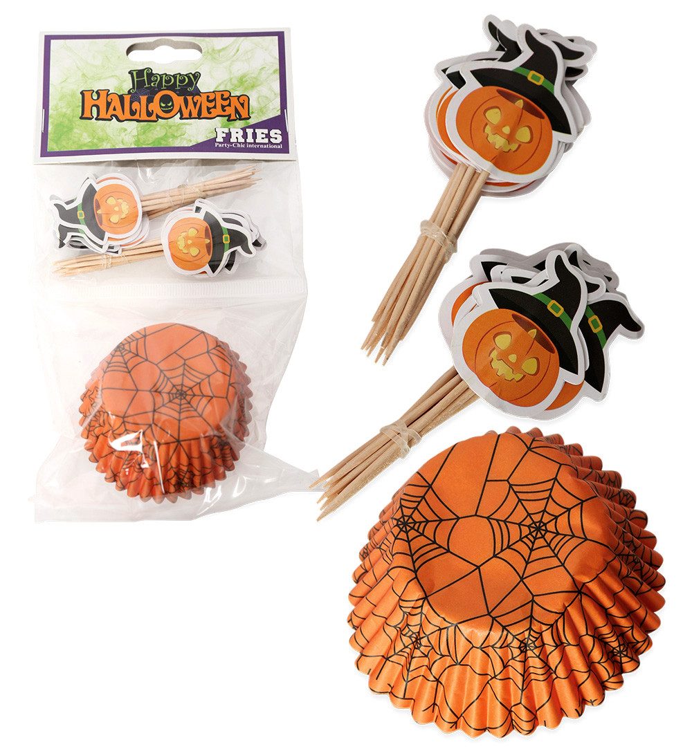 Fries Muffinform Halloween Muffin Back Set 48-tlg 24 Förmchen & 24 Toppers Karneval, 48 teiliges Set