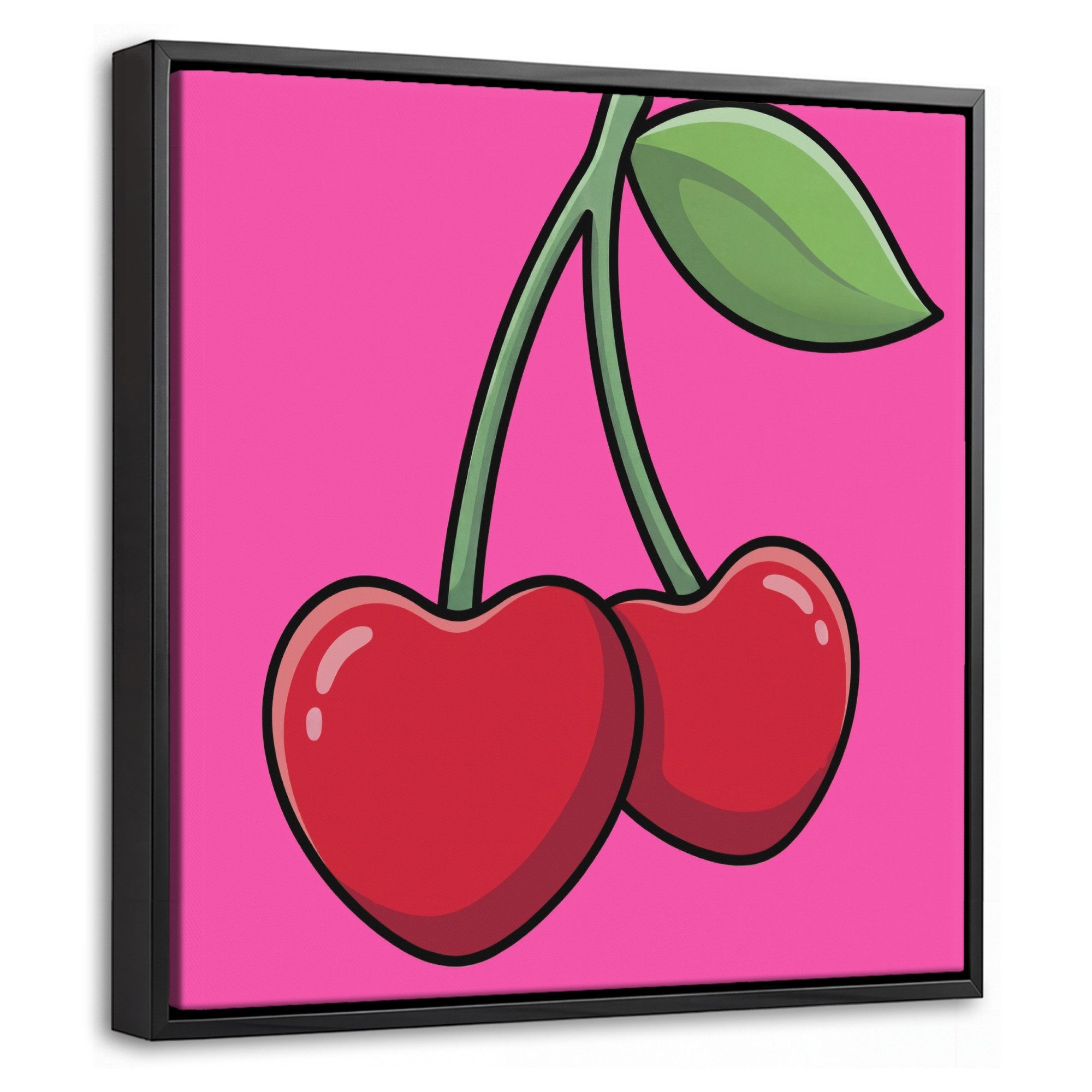 OneMillionCanvasses® Leinwandbild mit Rahmen - Kirsche - Rosa - Obst, Fotodruck (1 St), Leinwand Bilder Klein, Wand Dekoration Aesthetic 20x20cm