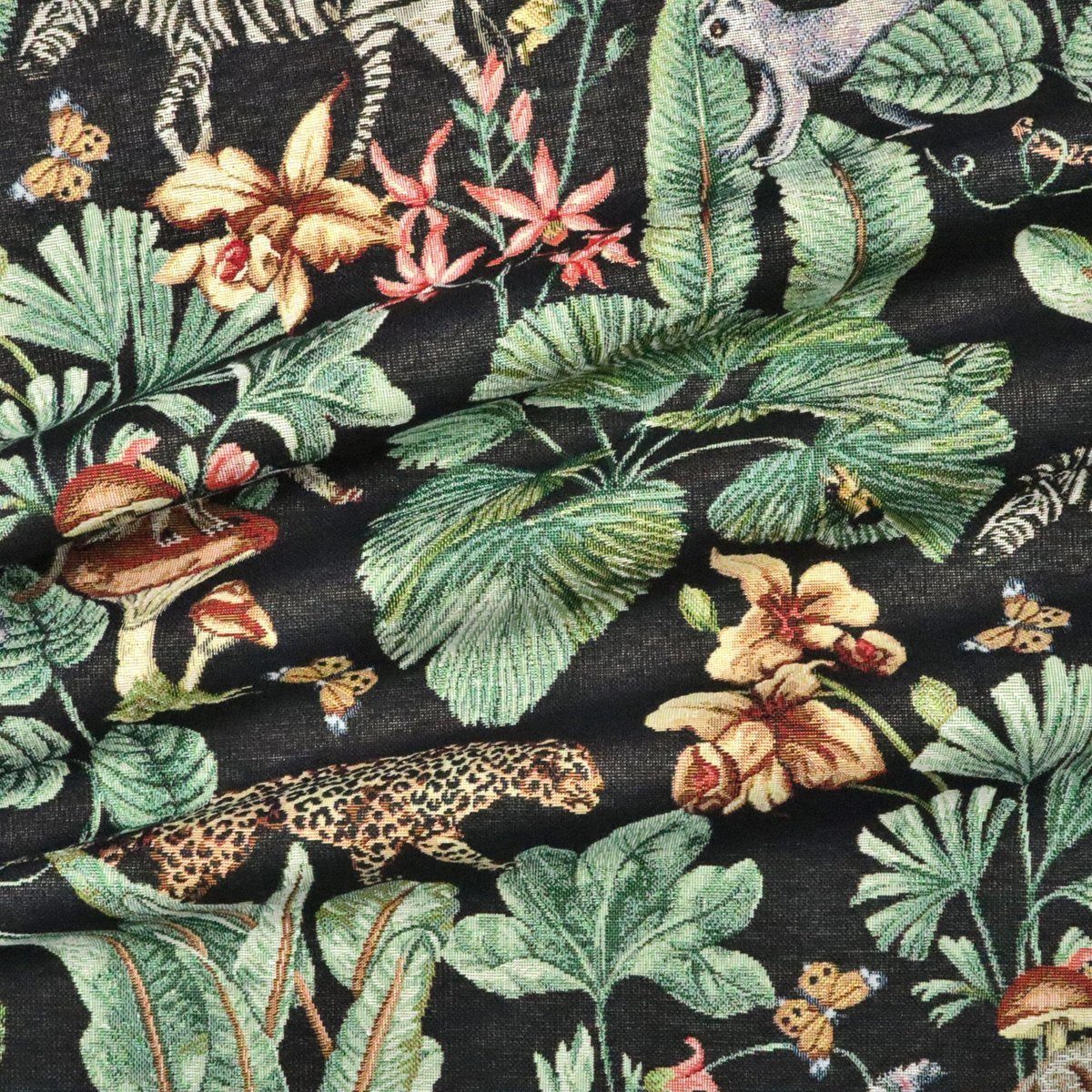 Thumbnail - Stofferia Stoff Polsterstoff Gobelin Amanita Schwarz, Breite 140 cm, Meterware