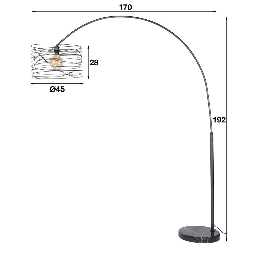 keine Stehlampe, Antharzit E27, aus famlights Metall Stehlampe, in warmweiss, enthalten: Riccardo Nein, Bogenleuchte Angabe, Leuchtmittel Standlampe