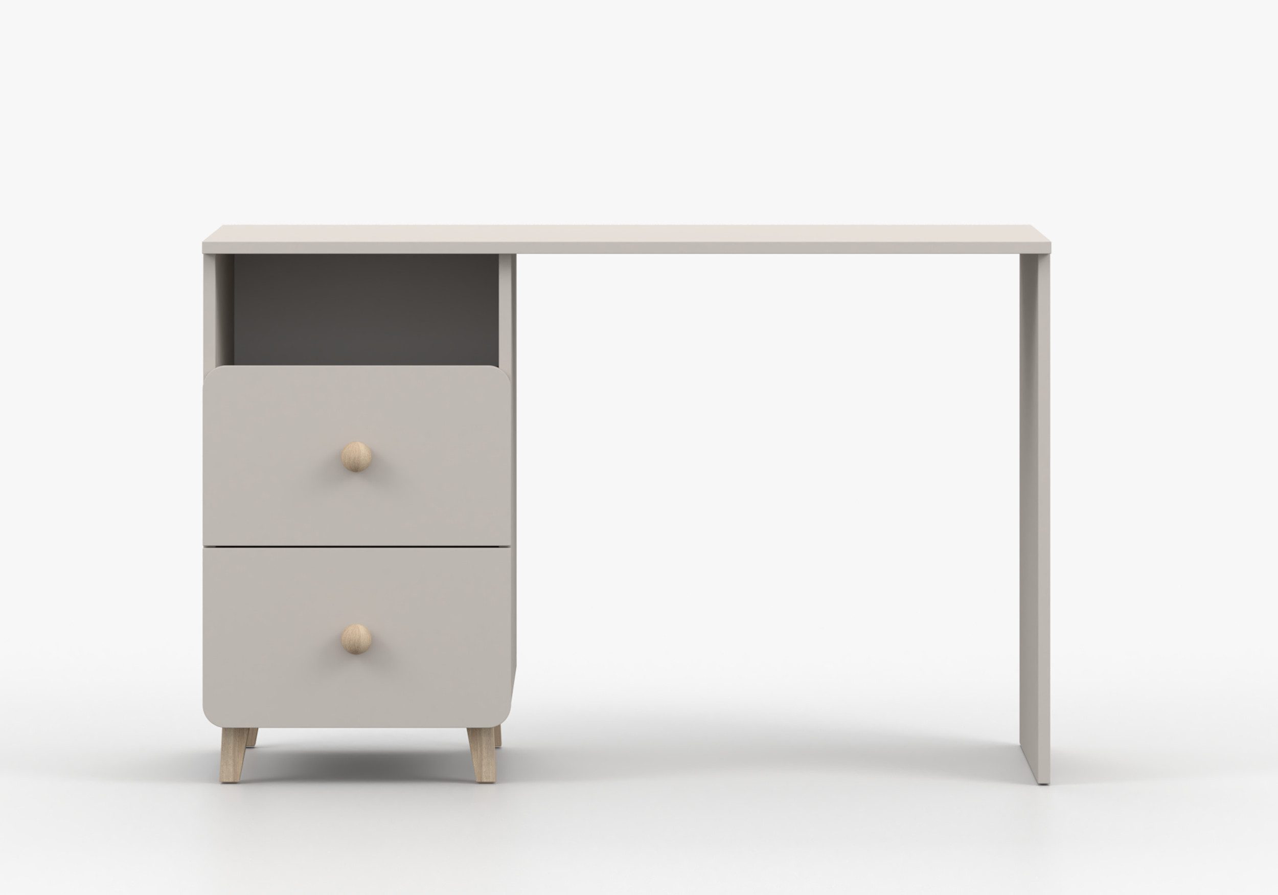 MOEBLO Schreibtisch MERK (110 cm breit, mit 2 Schubladen, Ablagefach, Holzgriffen und Holzfüßen, Kaschmir – für Homeoffice & Jugendzimmer), (BxHxT): 110 x 75 x  – Bild 4 von 5