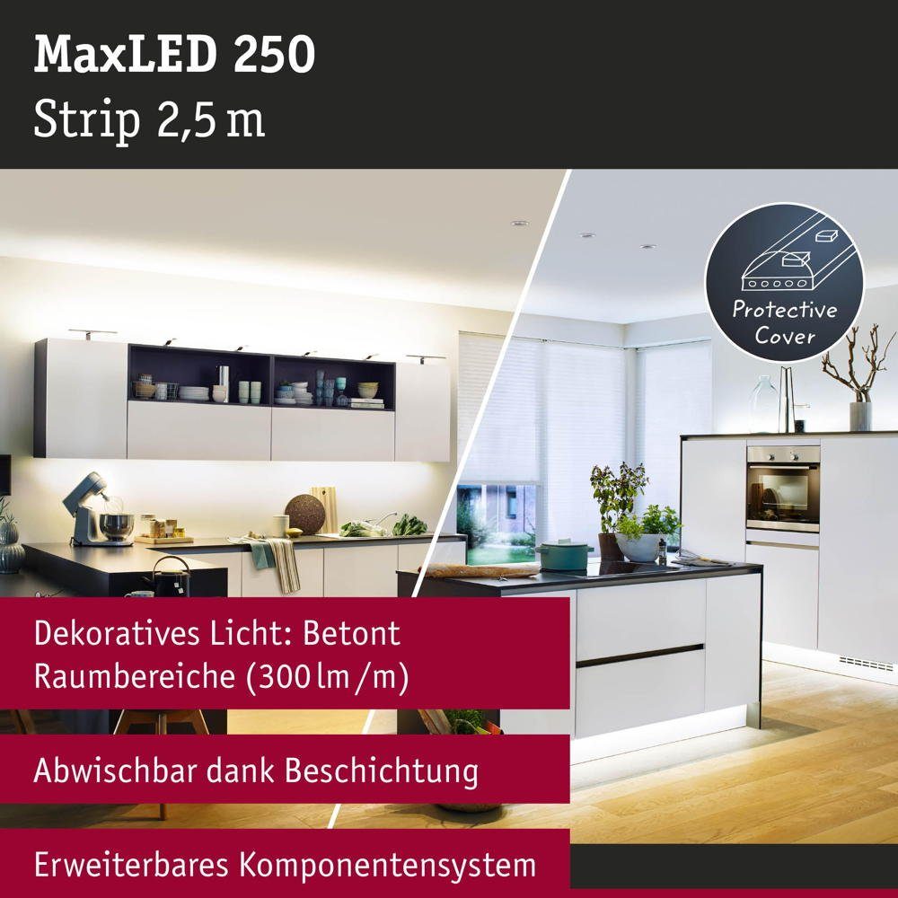 MaxLED 2700-6500K Strip 2500mm, Paulmann 575lm in Erweiterung LED 1-flammig, 9W LED Stripe LED IP44 Silber Streifen