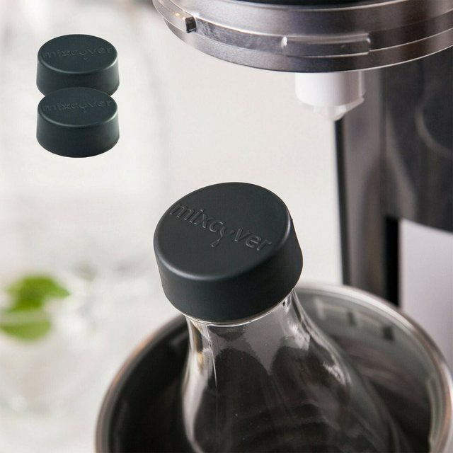 Mixcover Wassersprudler Flasche mixcover Ersatzdeckel passend für SodaStream Crystal&Penguin Glasflasche 2er Set