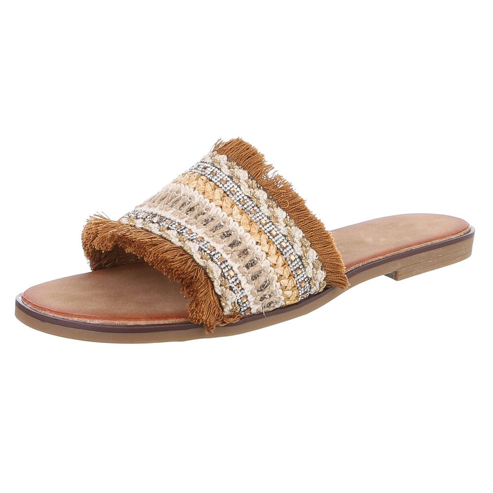 Ital-Design Moderne Sommerschuhe mit Fransen für Damen Pantolette (89542474) Blockabsatz Pantoletten in Braun. Reduzierter Preis € 22,65. Unverbindliche Preisempfehlung € 40,99