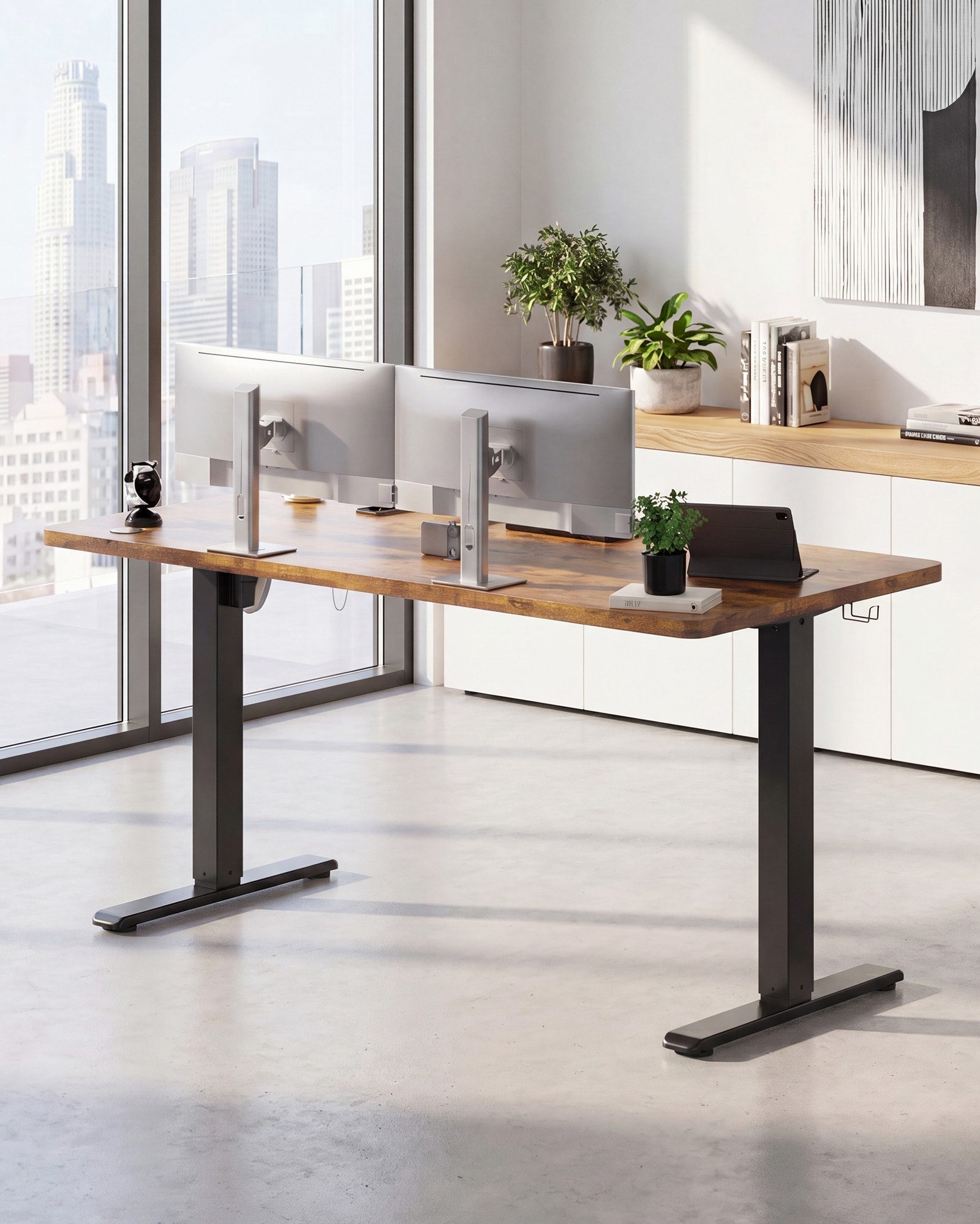 HOMALL Schreibtisch Schreibtisch Höhenverstellbarer mit Gedächtnis und Sitzerinnerung (2-lagige Hohenverstellung mit sitzender Erinnerungsfunktion und USB-Ladeanschluss)