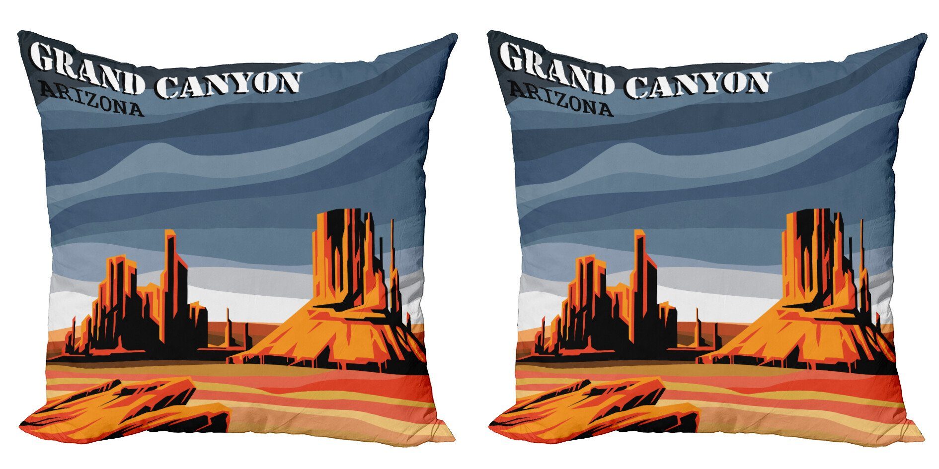 Kissenbezüge Modern Accent Doppelseitiger Digitaldruck, Abakuhaus (2 Stück), amerikanisch Cartoon Grand Canyon