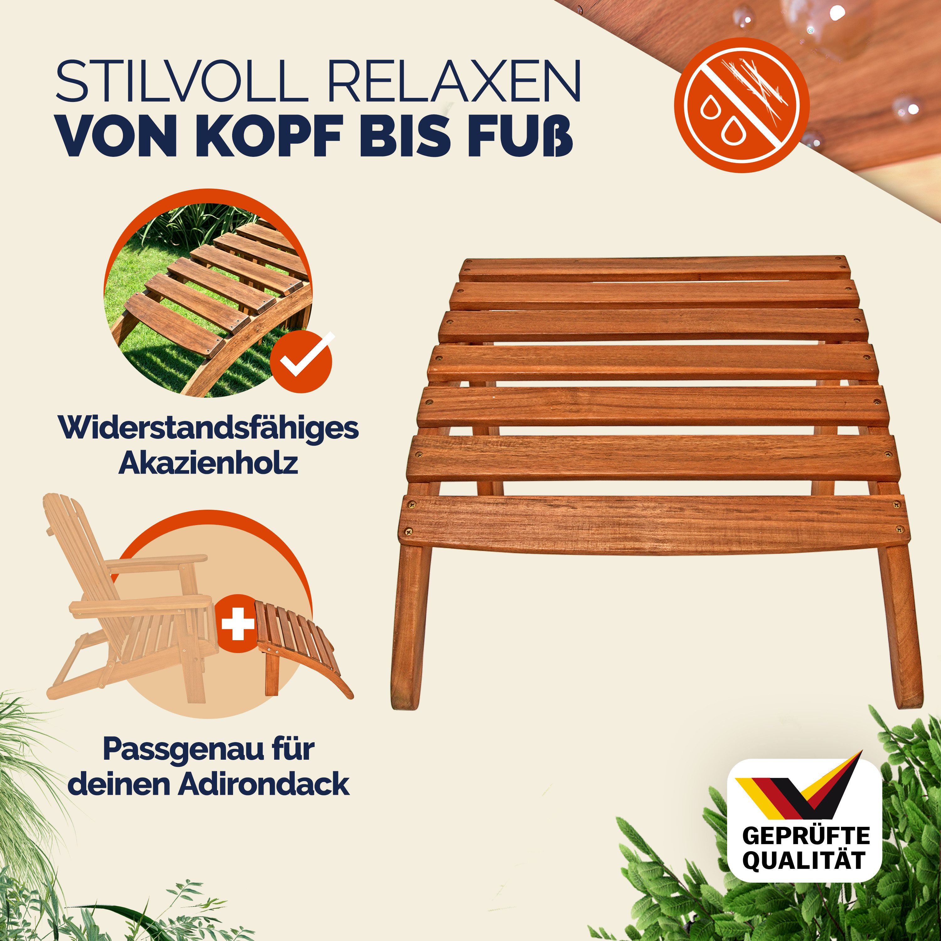 Casaria Gartenliege Braun, witterungsbeständig Akazienholz 160kg günstig online kaufen