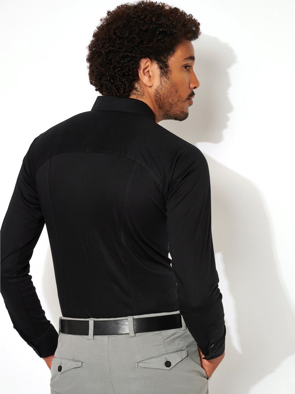 DESOTO Langarmhemd Jerseyhemd Casual Kent langarm Flexibler Stretch