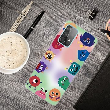 Wigento Handyhülle Für Samsung Galaxy A32 5G Silikon Case TPU Monster Schutz Muster Tasche Hülle Cover Etuis