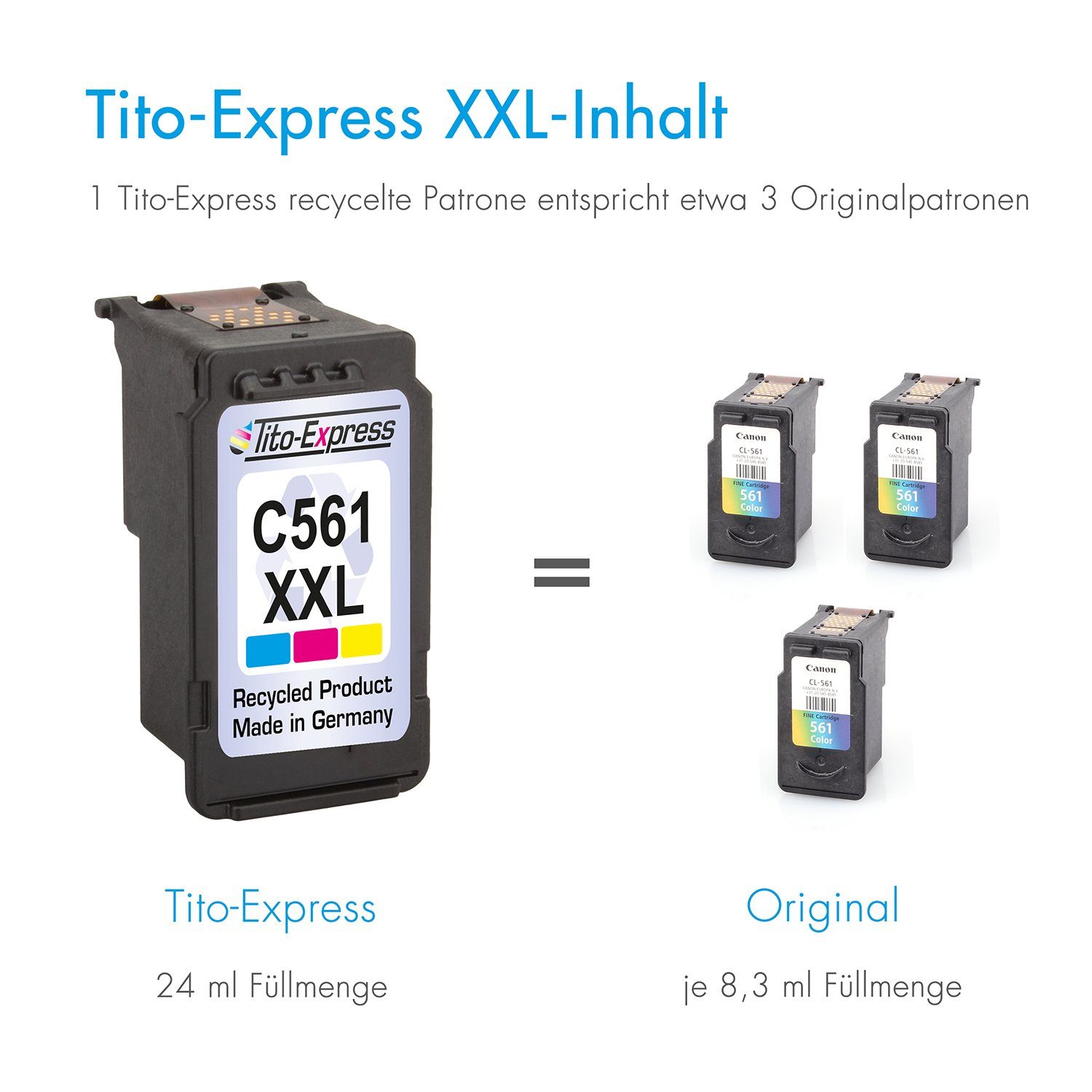 CL TS7450 TS-5351a TS5351 (für TS-5352a CL-561 PG-560 TS7450 CL561 TS5353 561 Tito-Express Color Canon TS5352 Canon XL XL TS-5353a) ersetzt Tintenpatrone