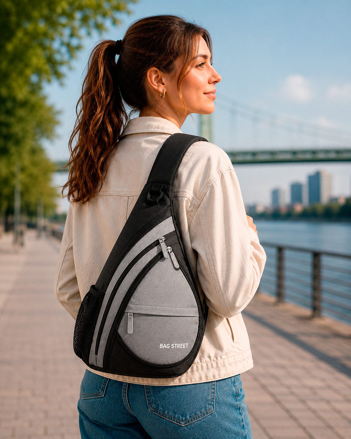 BAG STREET INTERNATIONAL Daypack Sling Bag Crossbody Schulterrucksack mit Sicherheitsfach Leicht Alltag