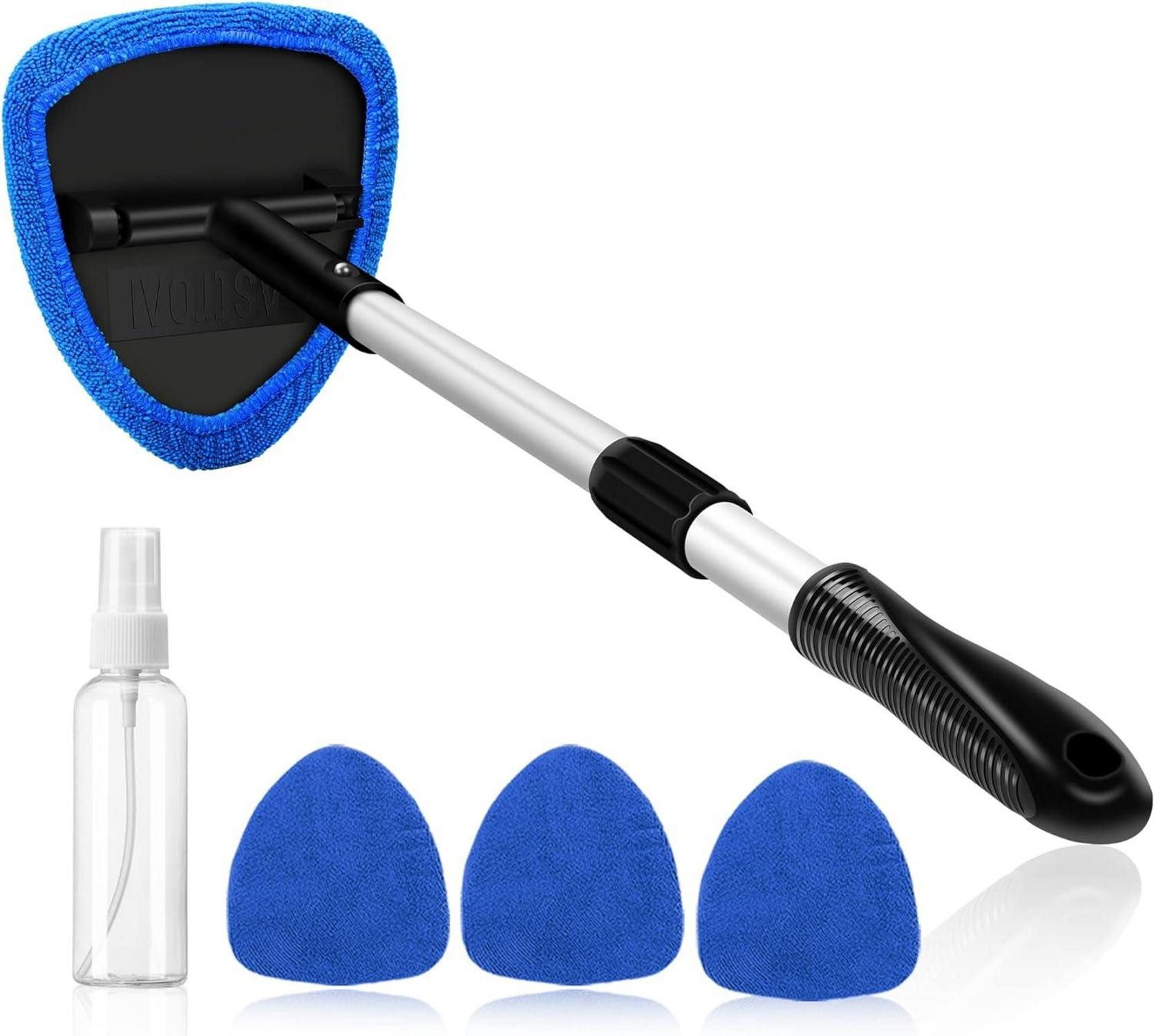Glasschaber Auto Scheibenreiniger mit Sicherheitshammer, ausziehbarem Griff, 4