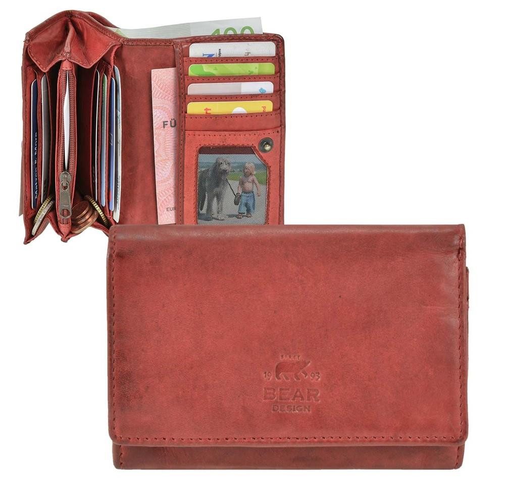 Bear Design Geldbörse Lieke, Damenbörse, Portemonnaie, 9 Kartenfächer, kompakt, rot