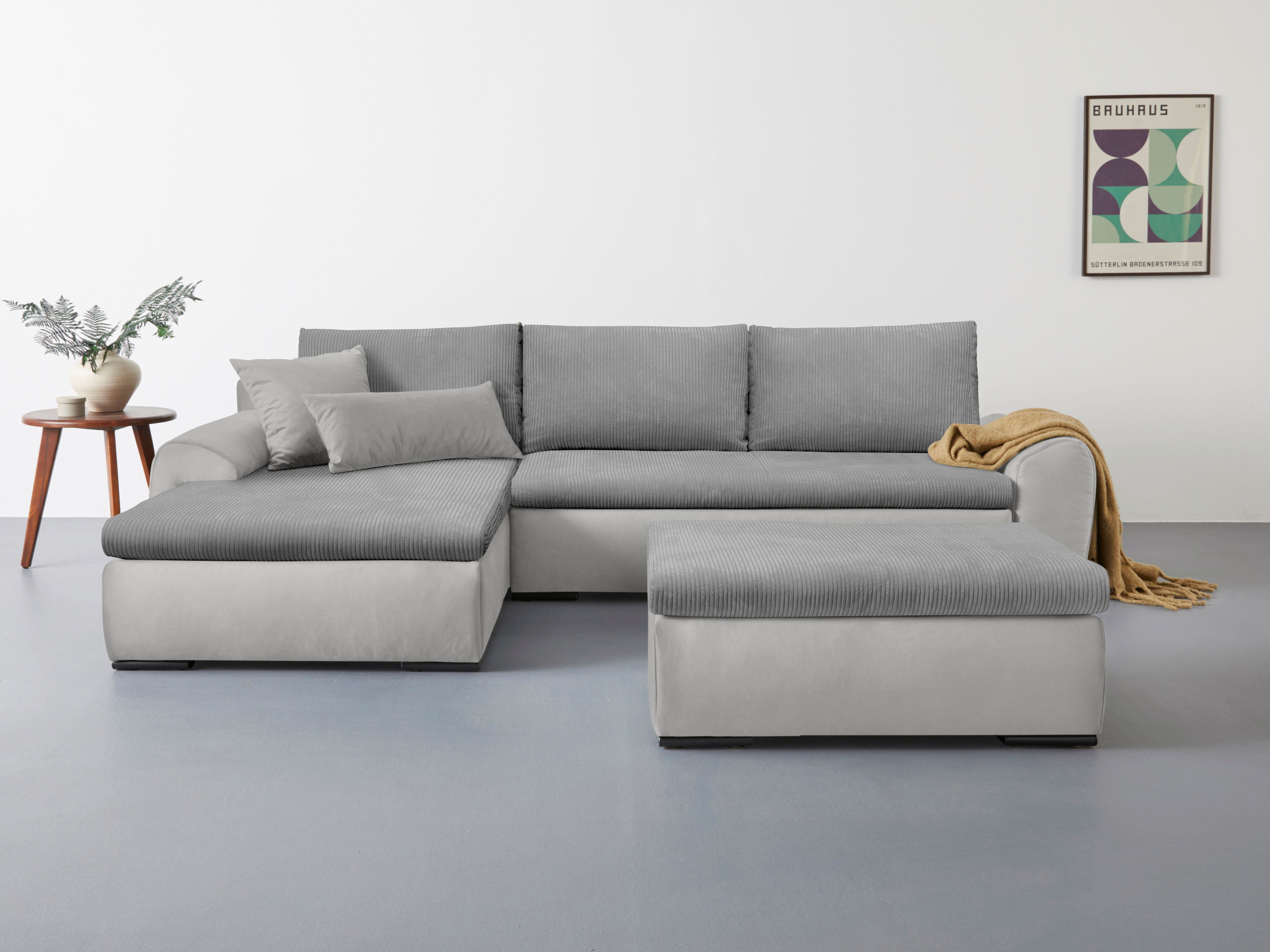 Home affaire Ecksofa Win L-Form, B: 285 cm - OTTO. Verlässliche Qualität., mit 2 Zierkissen, optional Bettfunktion & Bettkasten