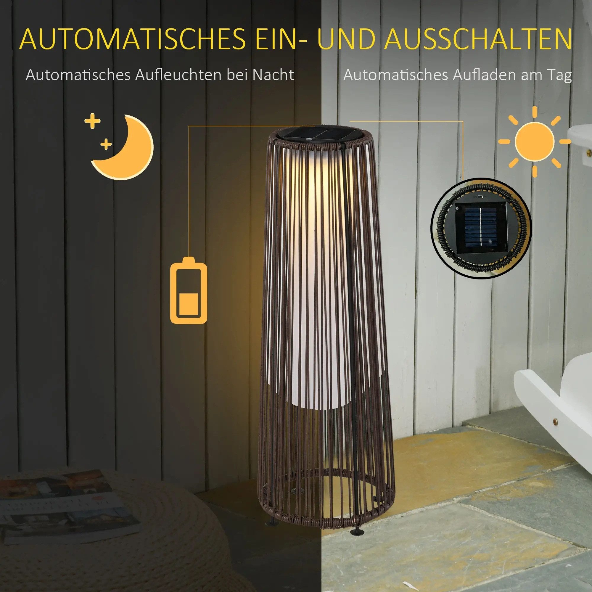 BlingBin LED Gartenleuchte Solarlampe Rattan mit günstig online kaufen