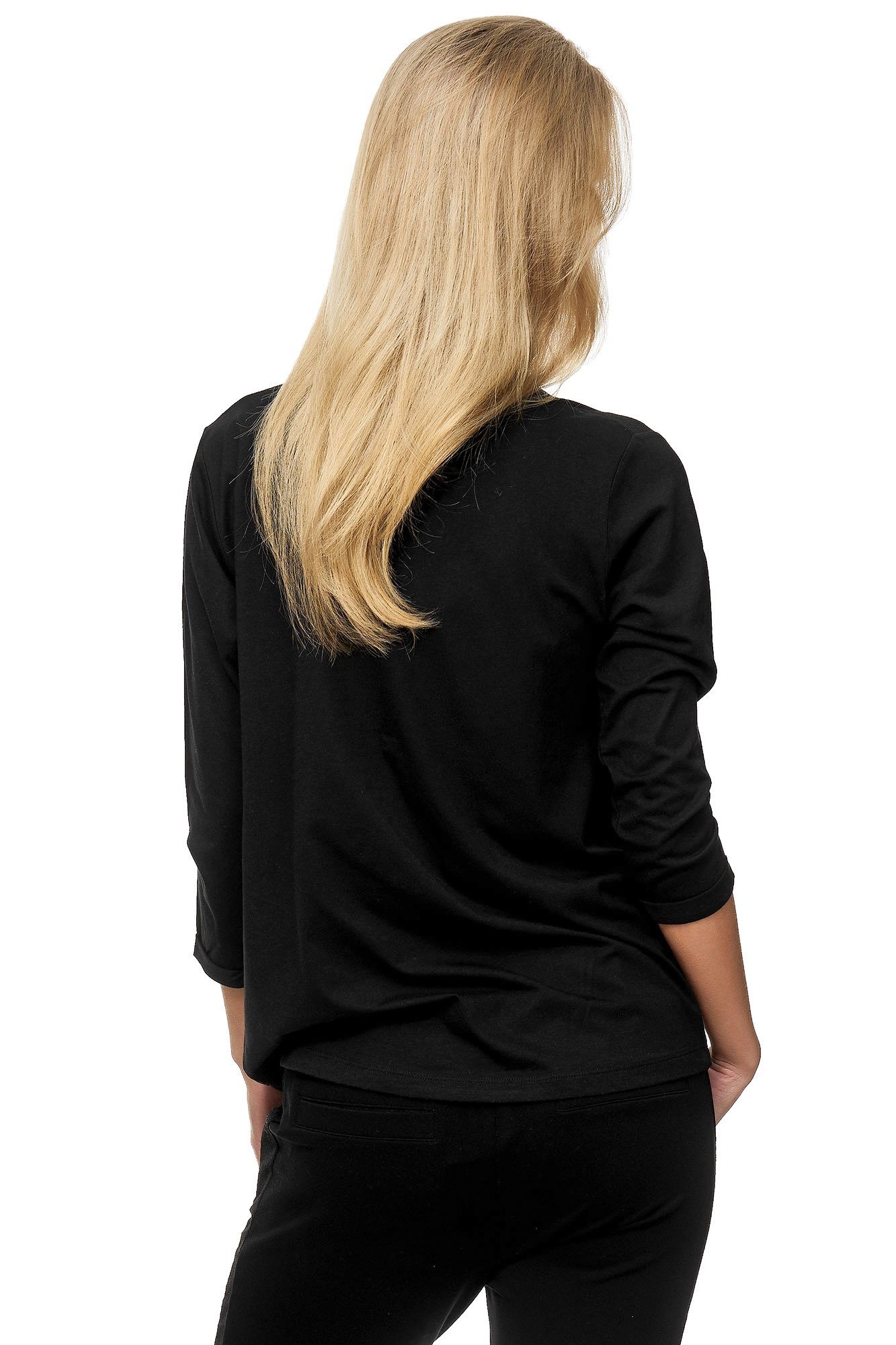 Decay Klassische Bluse V-Ausschnitt modischem schwarz mit