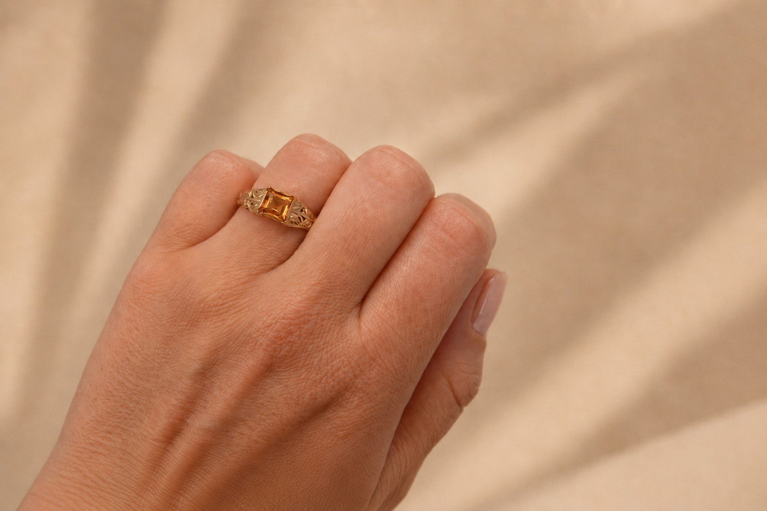 Sogni d'oro Goldring mit Citrin, Gelbgold 375