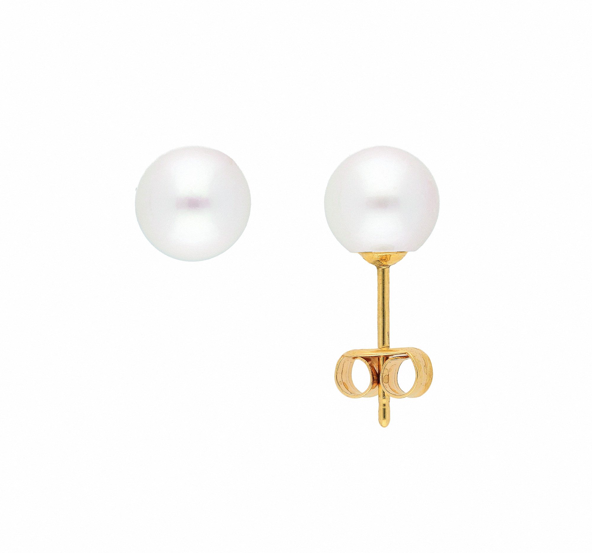 Adelia´s Paar Ohrstecker Perlen Ohrstecker Ohrringe 585 Gold (14K), Goldohrringe Perle