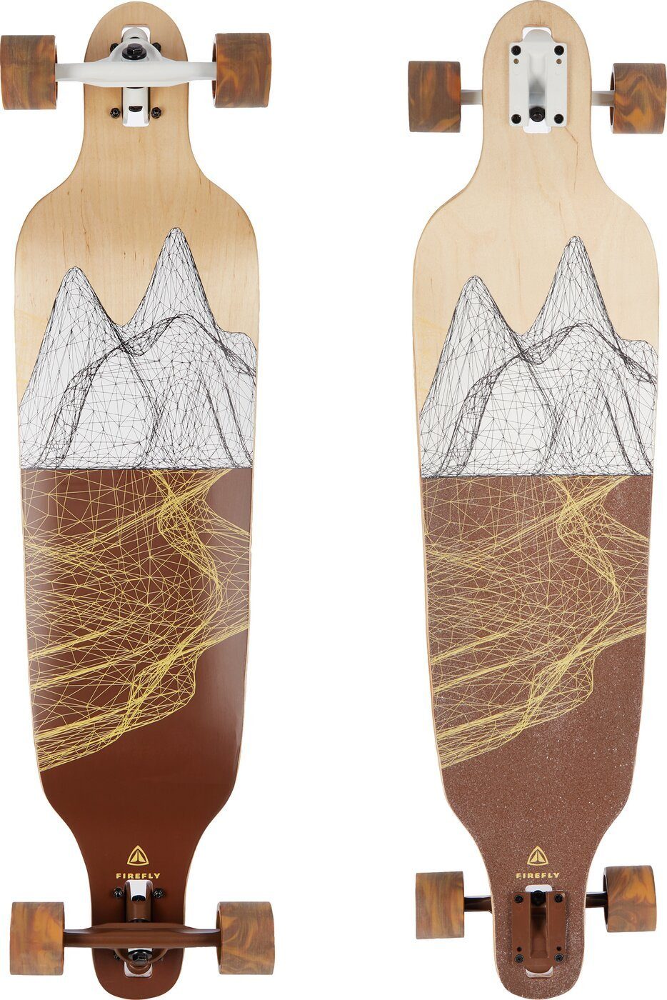Skateboard Longboard LGB 305 WOOD/WHITE/BROWN