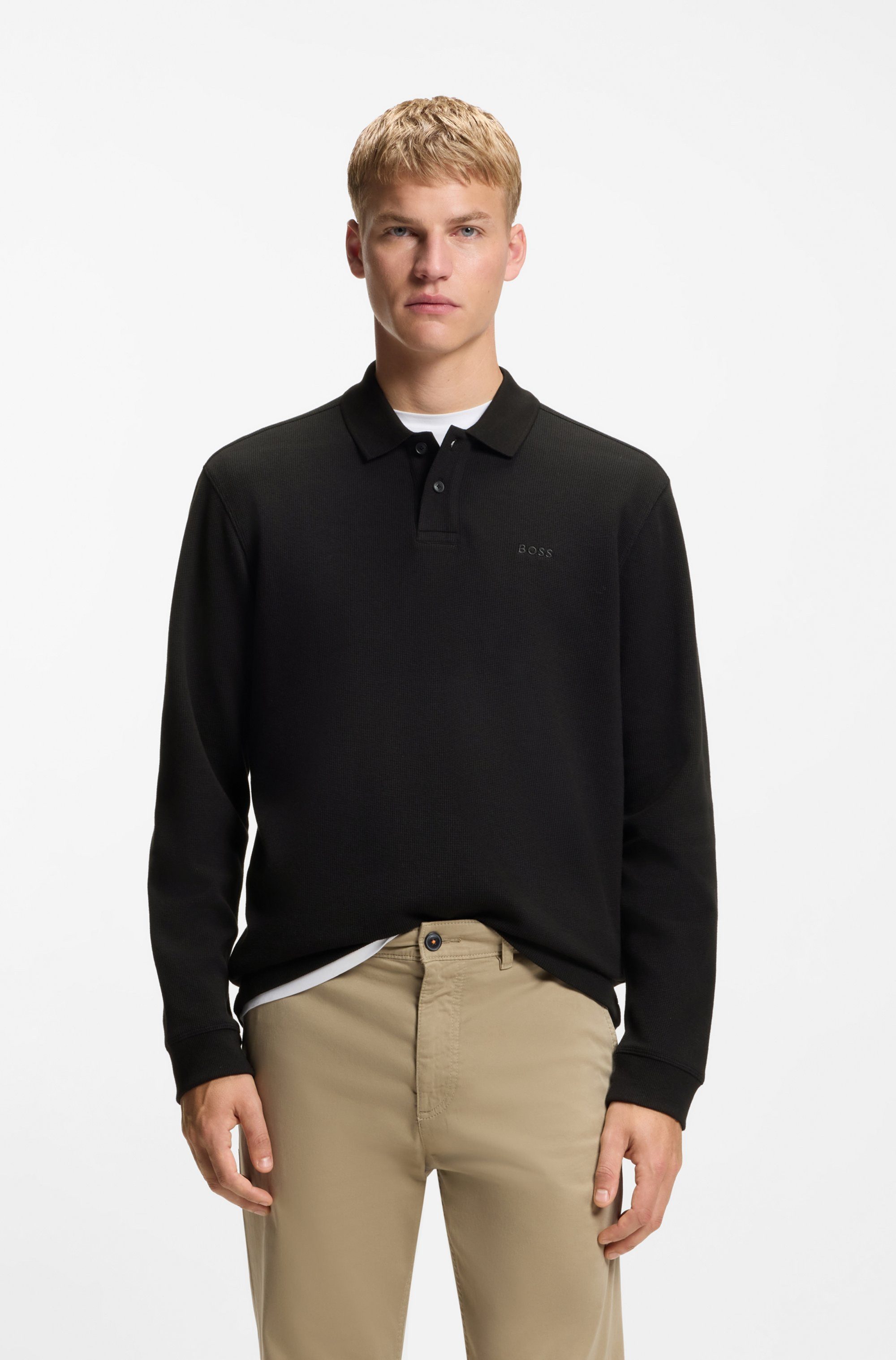 BOSS ORANGE Poloshirt Petempestolong mit Knopfleiste
