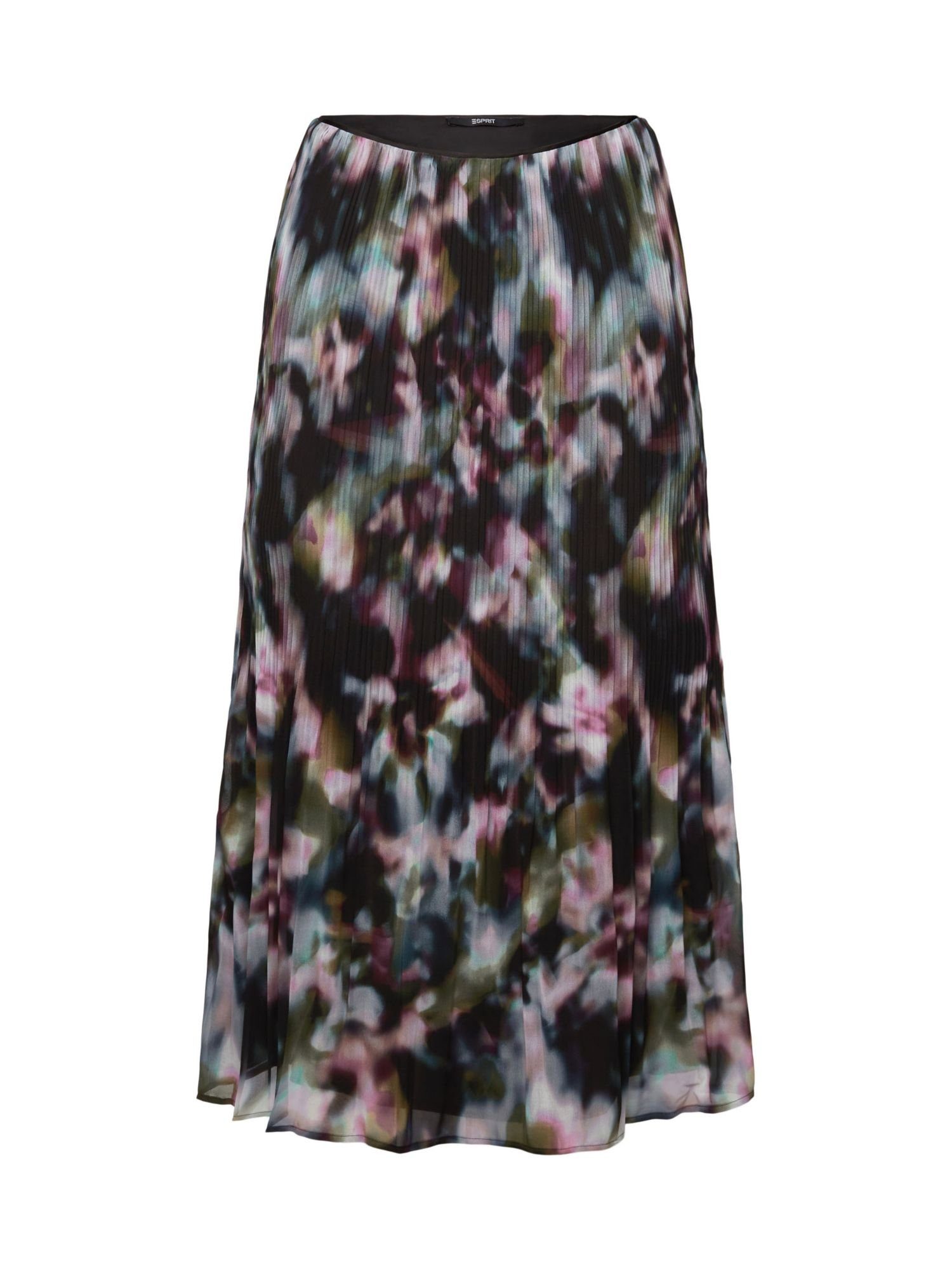 Esprit Collection Midirock Plissierter Chiffon-Midirock mit Print