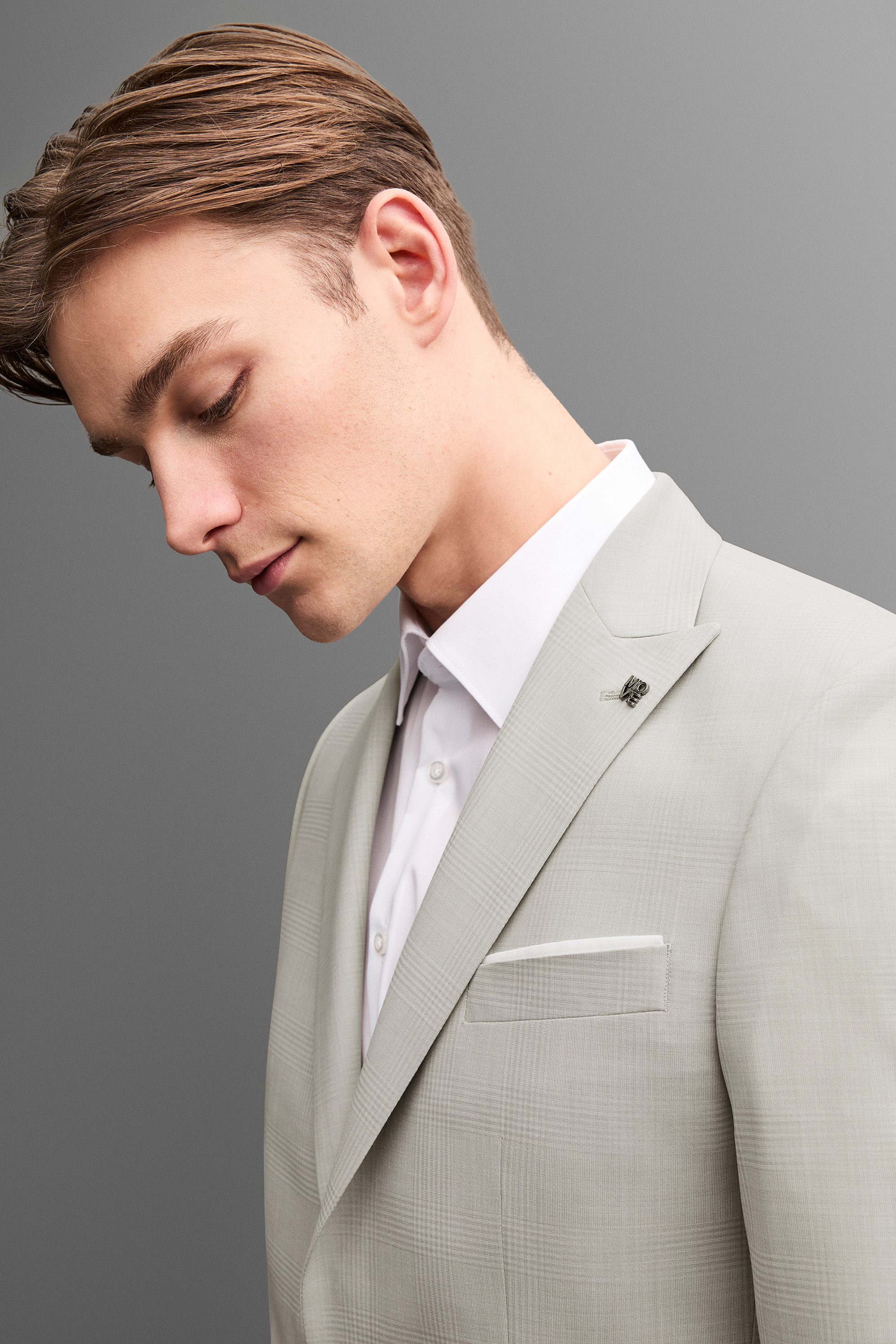 Digel Anzugsakko Norton (1-tlg., Polyester- Schurwollmix) Touching Buttons, Abnehmbarer Revers-Pin