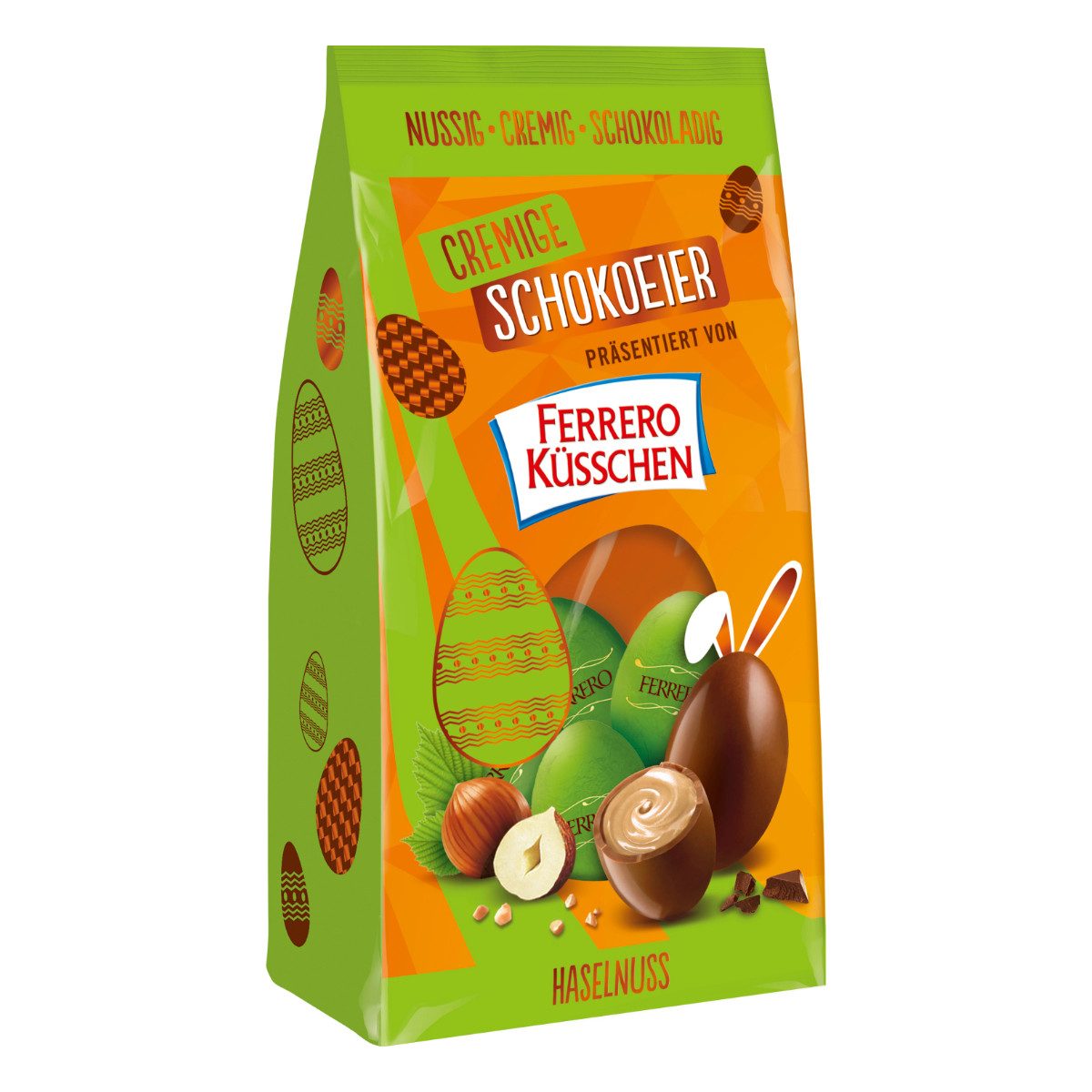 Ferrero Küsschen Schokolade, Ferrero Küsschen Klassik Cremige Schokoeier mit Nougatfüllung 100g