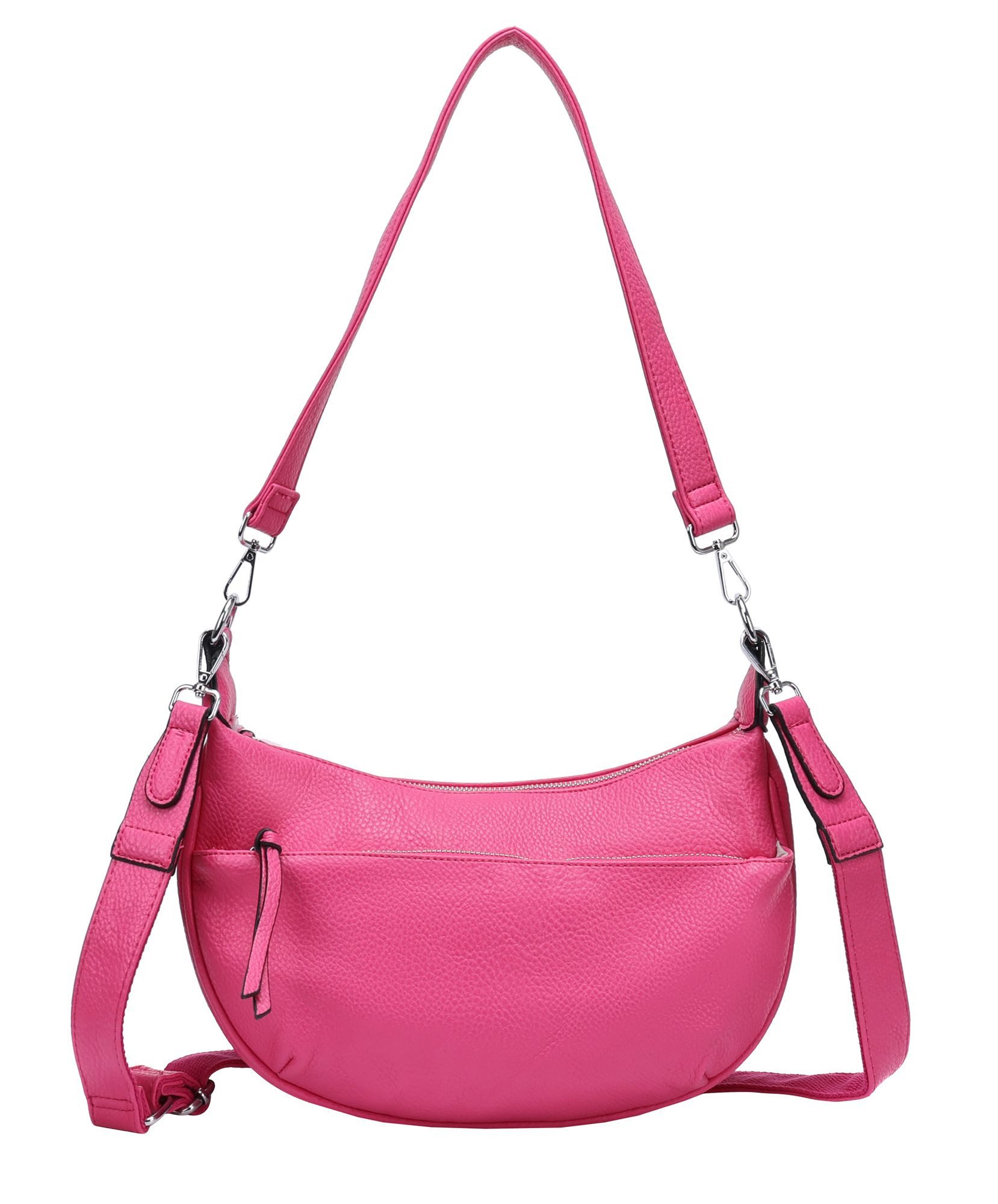 ITALYSHOP24 Schultertasche Damen Tasche Crossbody MOON Hobo Bag CrossOver Umhängetasche Body Bag, Halbmond Tragekomfort Brust Shopper Rücken Slingtasche Leder Optik