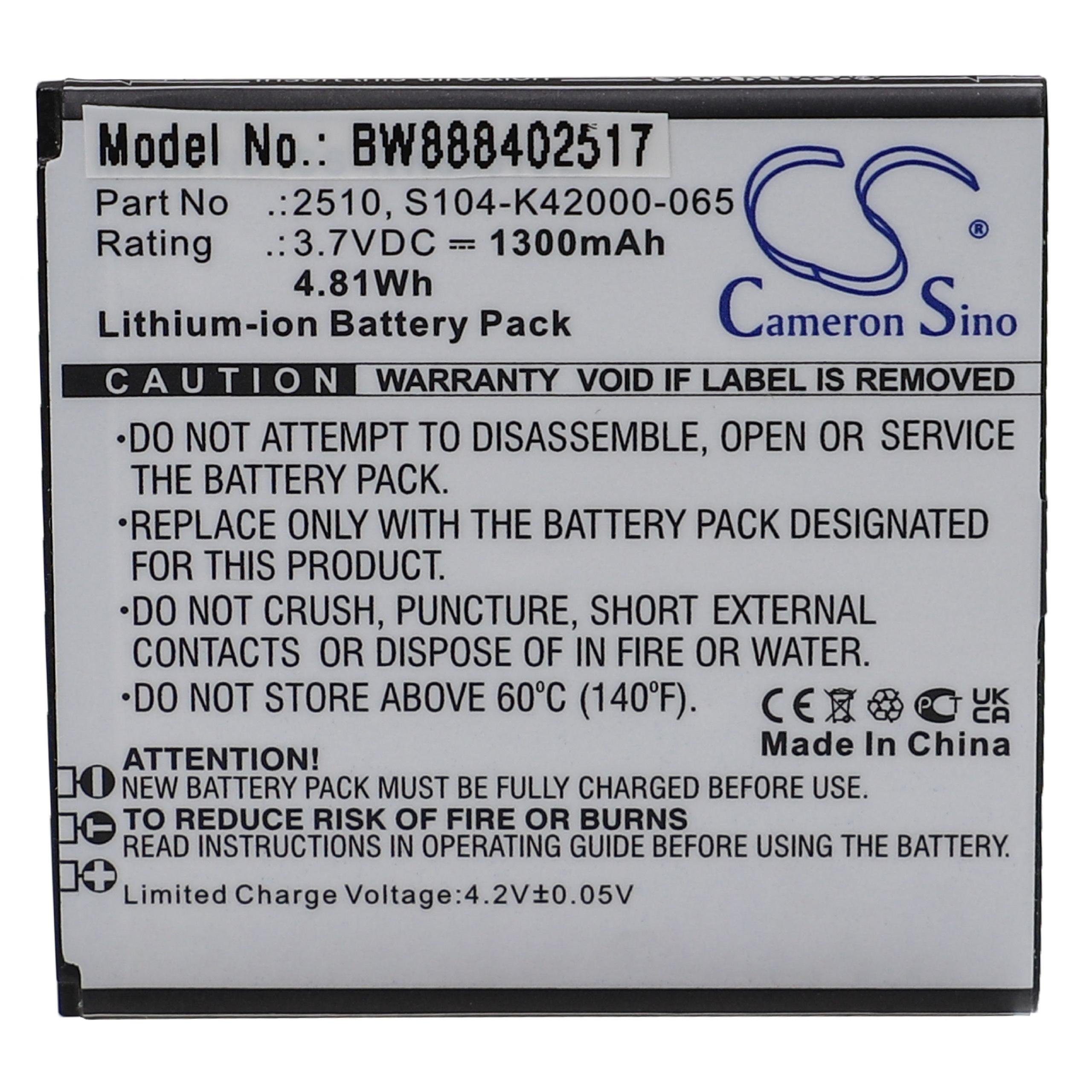 vhbw Akku passend für Wiko Sunny 2 Smartphone / Mobilfunk (1300 mAh, 3,7 V, Smartphone-Akku Akku Li-Ion 1300 mAh (3,7 V), Leistungsfähiger Austausch-Akku für Telefon, Smartphone