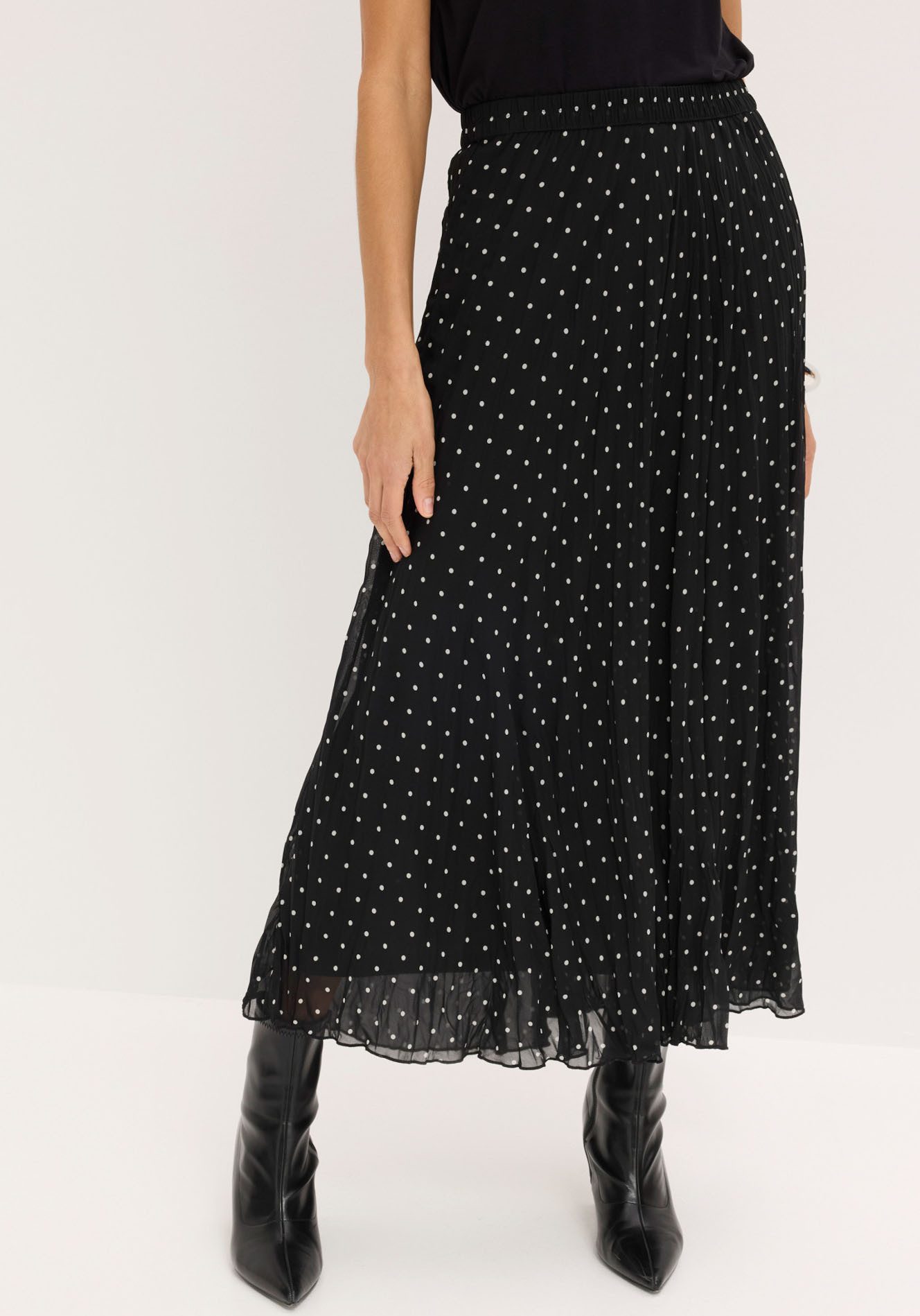 bonprix Plisseerock mit Elastikbund, in A-Linie, mit Crash-Optik