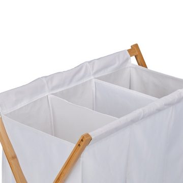 relaxdays Wäschekorb Klappbarer Wäschekorb mit 3 Fächern