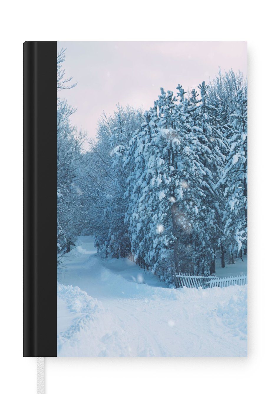 MuchoWow Notizbuch Wald - Schnee - Winter, Journal, Merkzettel, Tagebuch, Notizheft, A5, 98 Seiten, Haushaltsbuch