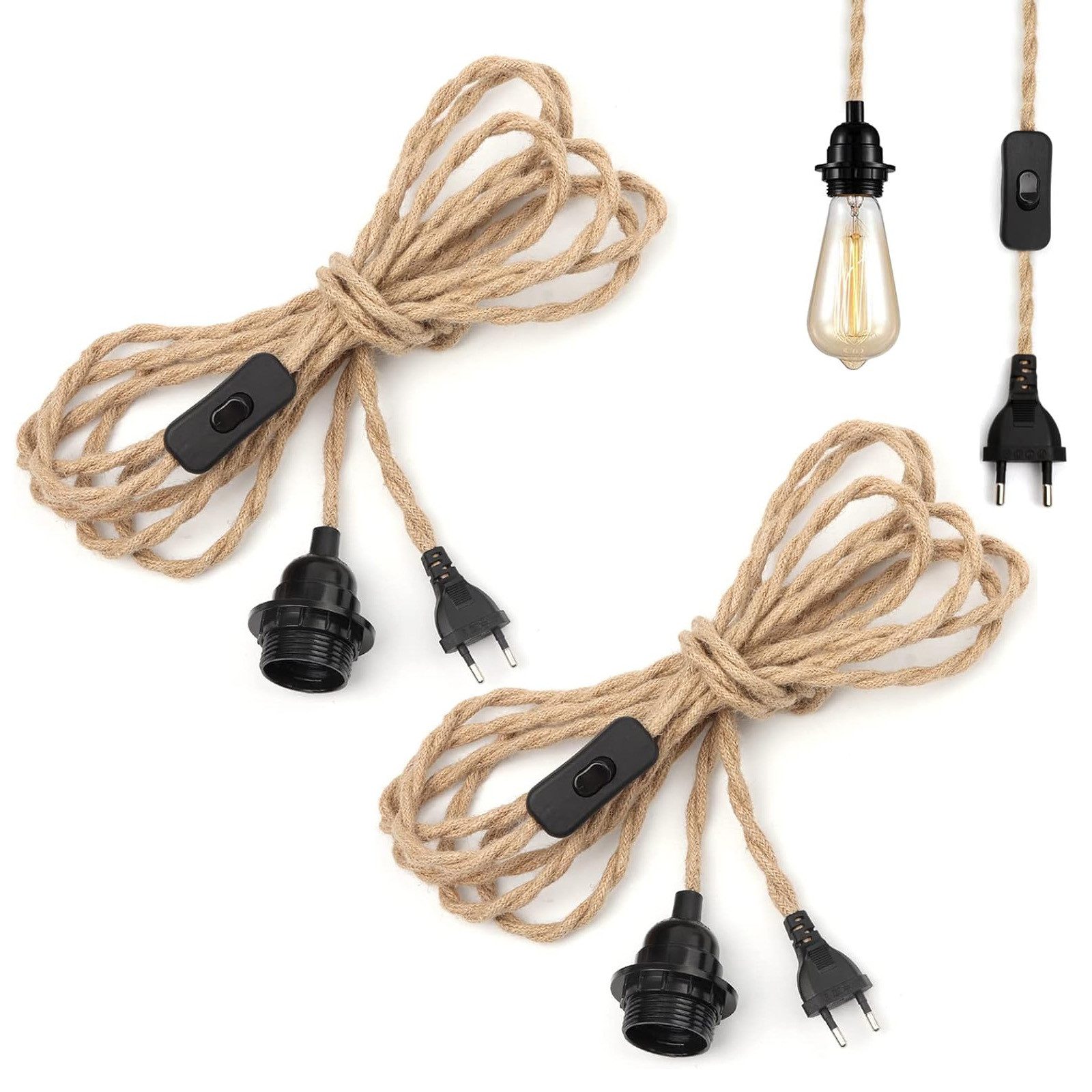 BlingBin Pendelleuchte mit Schalter, Vintage Lampenkabel günstig online kaufen