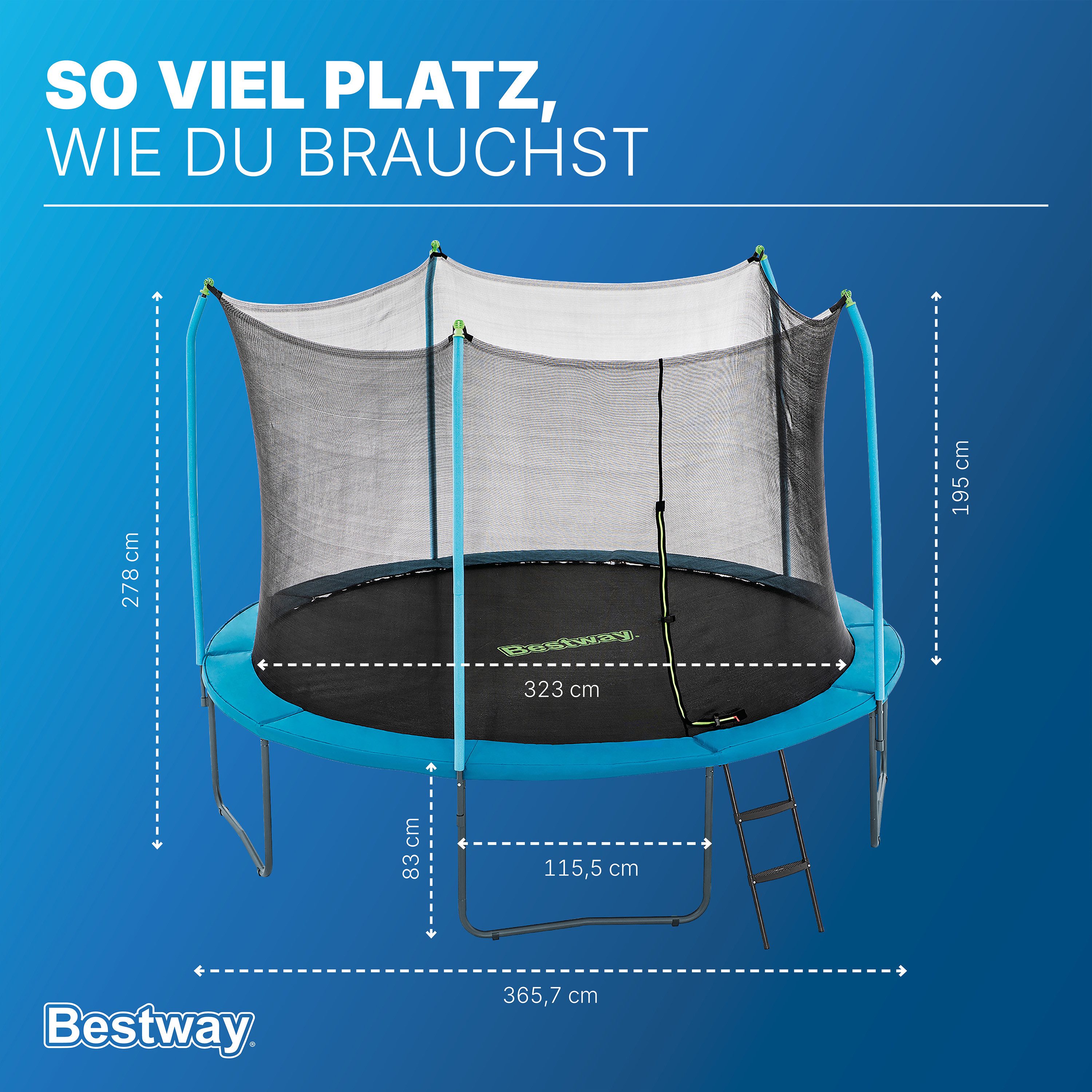 Bestway Gartentrampolin 59104 Trampolin Xtreme Air, (Spar-Set, 1 tlg., Spar Set), Ø 366 x 278 cm