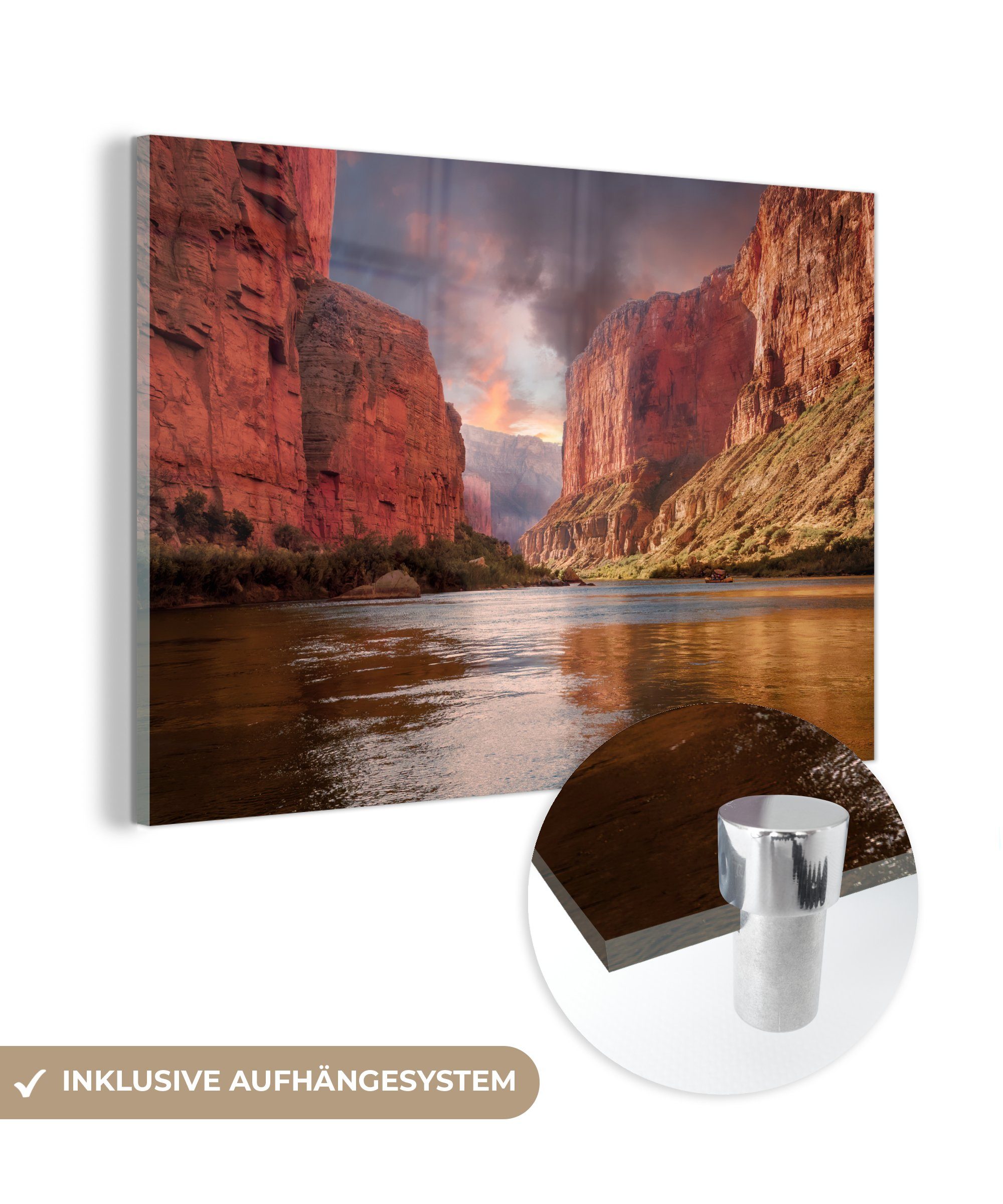 Fluss - Acrylglasbild (1 & Acrylglasbilder Colorado Amerika St), Landschaft, Grand - Wohnzimmer MuchoWow - Schlafzimmer Canyon -
