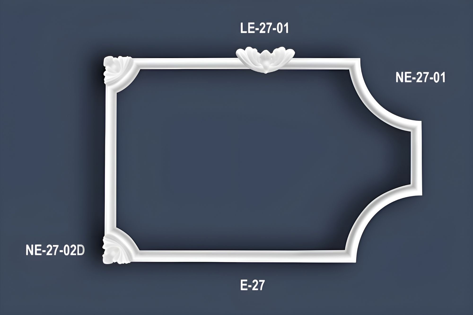 marbet design Zierleiste E-27, 2 Meter / 1 Leiste, Wandvertäfelung Styropor weiß - Segmentierte Wanddekoration XPS Stuck Dekor Kunststoff - Wandkassetten Flachprofile Segmente Wandprofil Raumdesign Ideen (E-27 23x11 mm, 2 Meter)