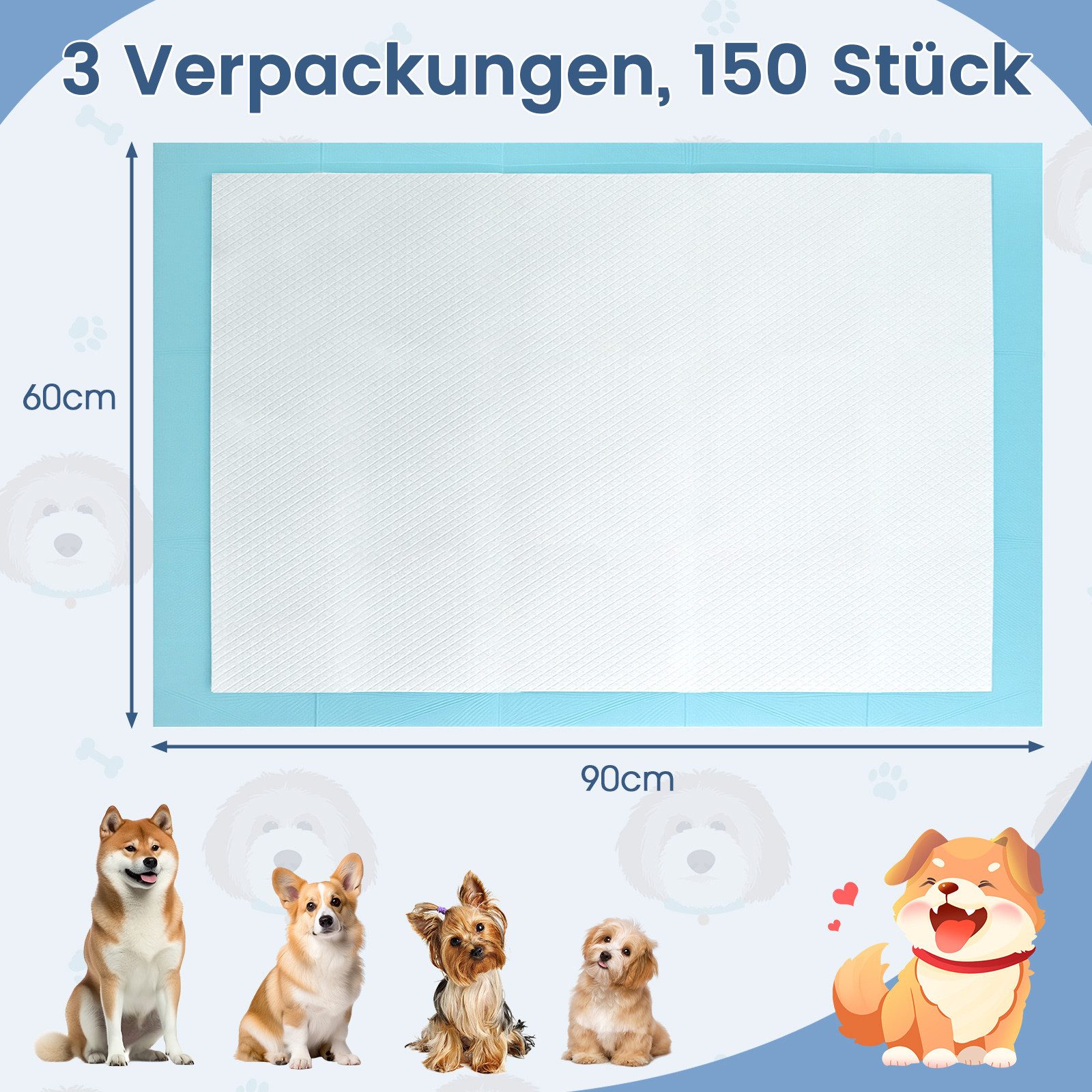 COSTWAY Hundetoilette, Hunde Trainingsunterlagen, Hundematte, 150 Stück günstig online kaufen