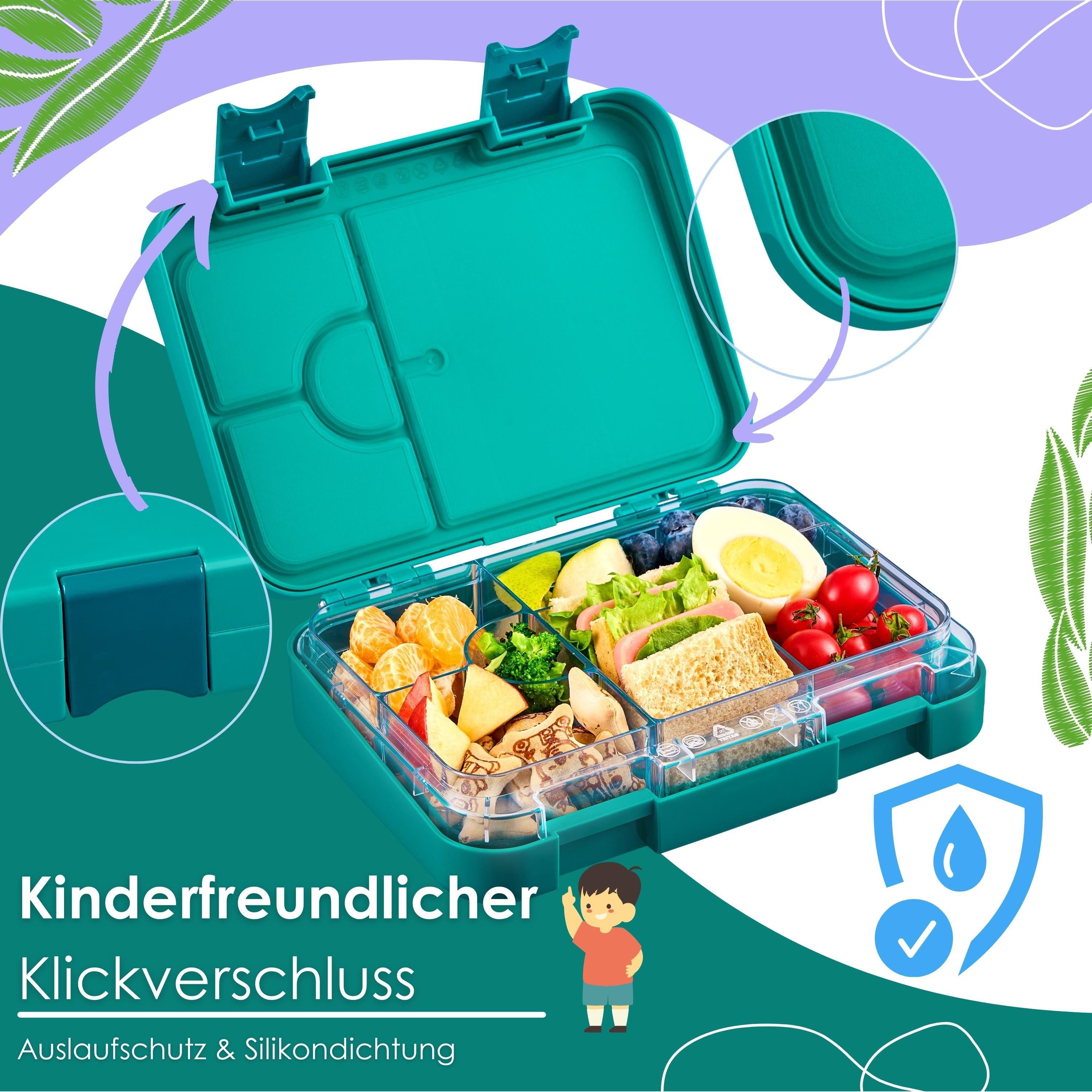 ecosa Lunchbox EO-8173 yummy buddy Kinder Brotdose, Tritan, (Brotdose, 4-tlg), Kinderfreundliche Verriegelung,BPA-Frei,Auslaufsicher,Vesperdose