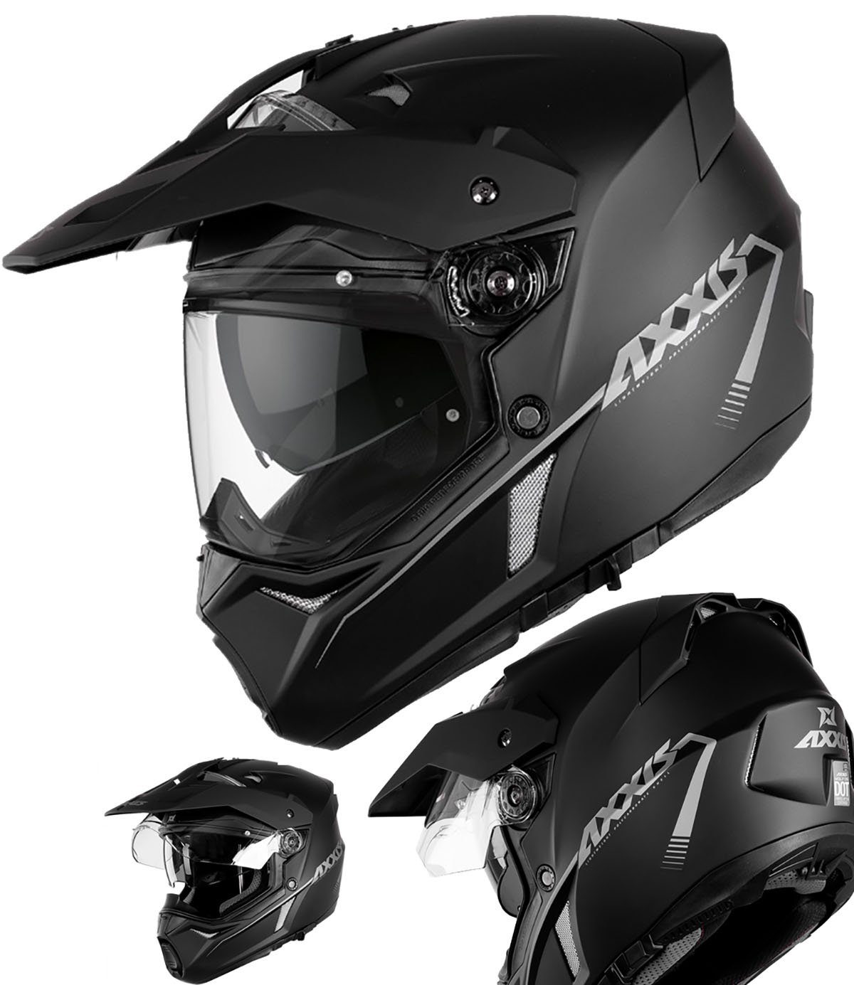 Axxis Motorradhelm AXXIS Wolf Crosshelm, Integralhelm, Visier Wechselbar, Schild Abnehmbar, Integrierte Sonnenblende, PinLock, volle ECE Prüfung