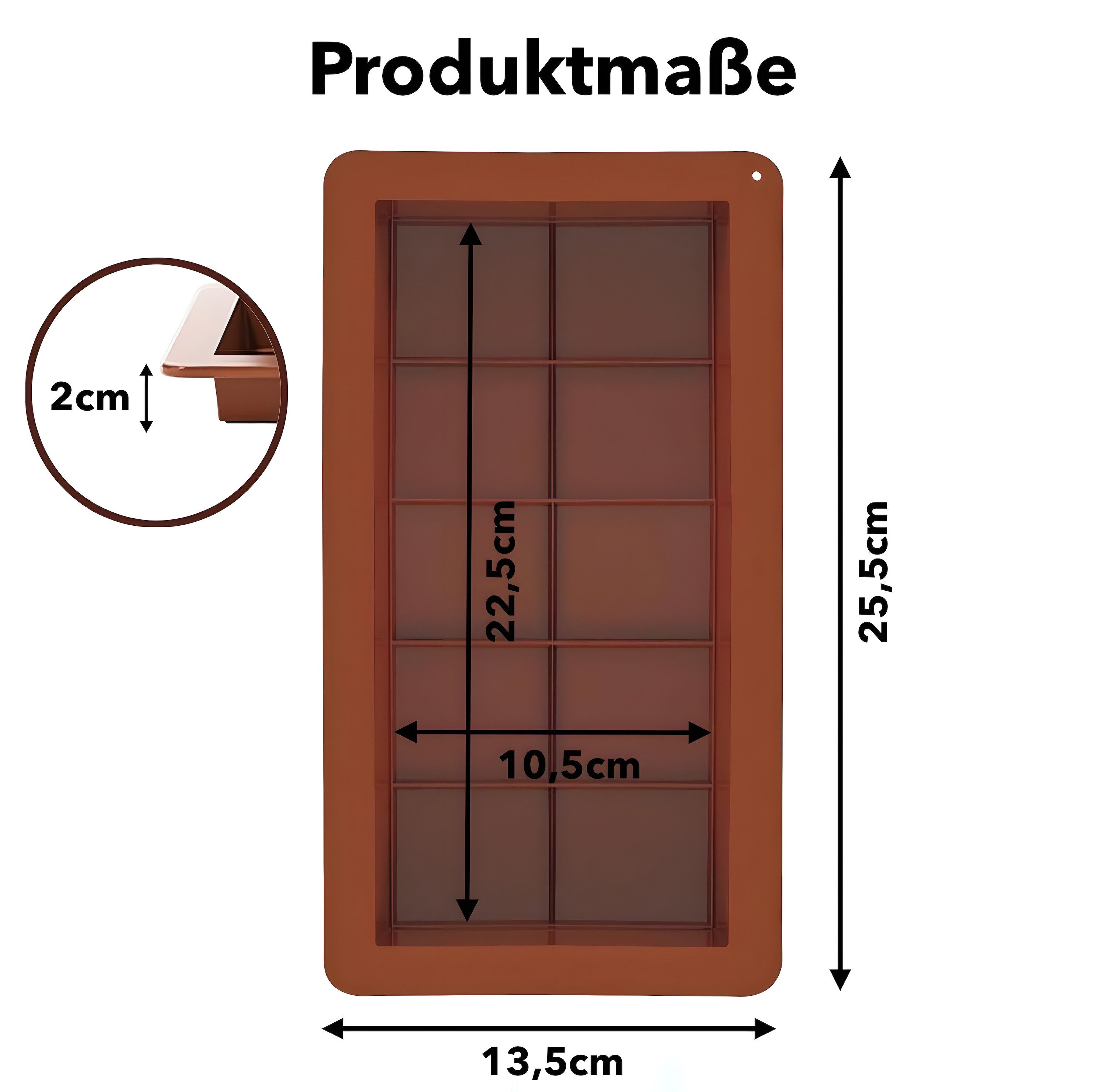 AVANA Schokoladenform aus Silikon Dubai Schokolade tiefe Silikonform Schokoladentafel Form, (Set 2-tlg), BPA-frei, antihaftbeschichtet, Braun – Bild 4 von 5