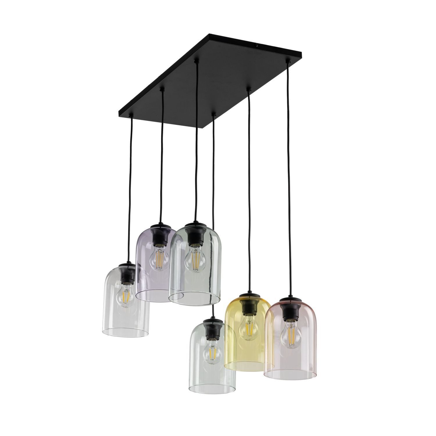 Licht-Erlebnisse Pendelleuchte LUNEX, ohne Leuchtmittel, Metall Glas E27 H: max. 150 cm Schwarz Mehrfarbig Modern