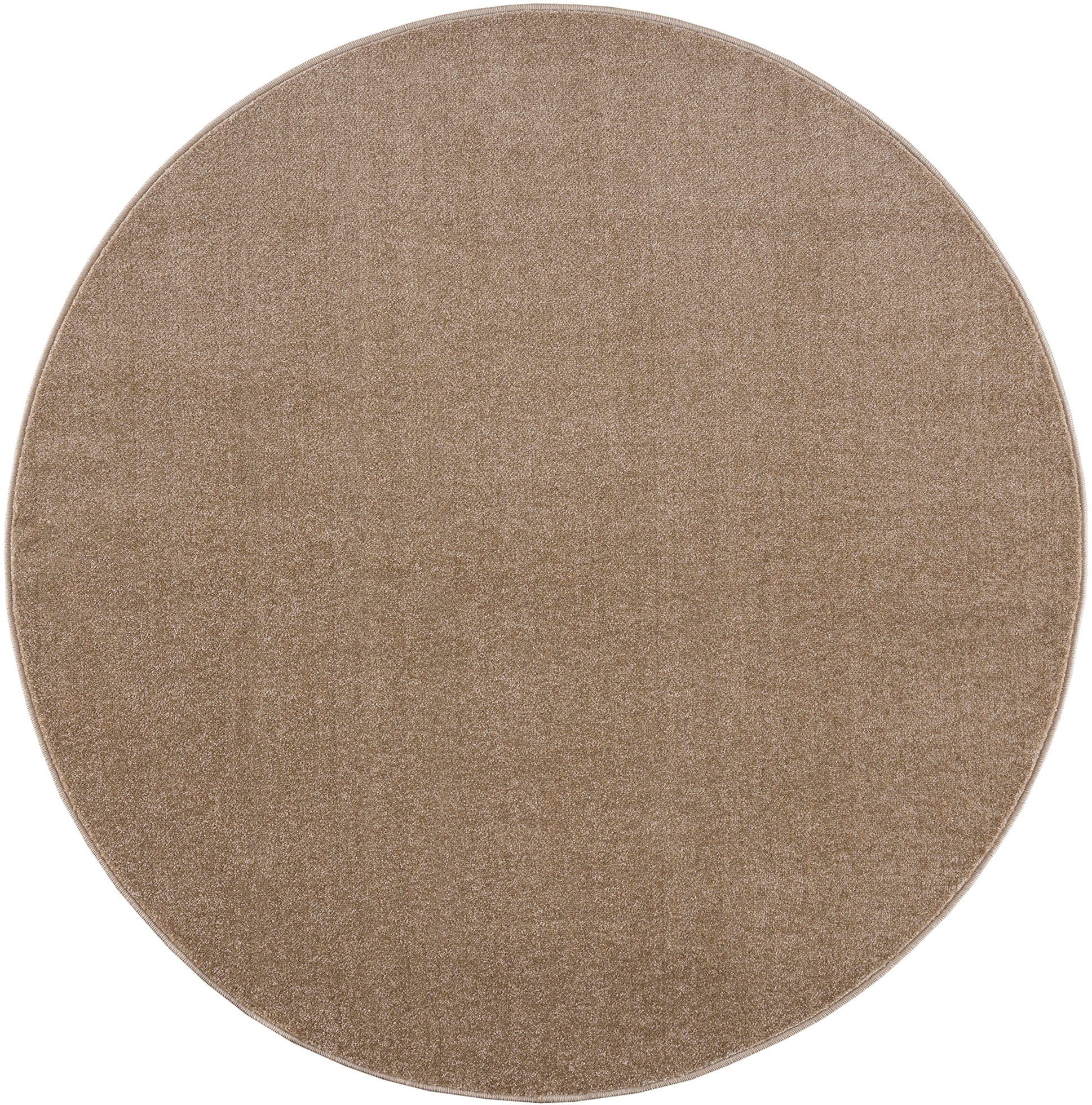 Teppich Uni, Sanat, rund, Höhe: 13 mm, robuster Kurzflorteppich, große Farbauswahl beige